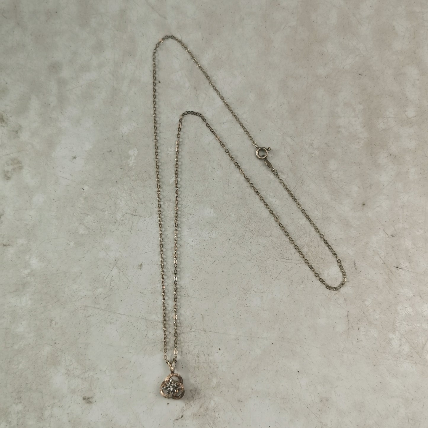 Vintage Sterling Silver Gold Vermeil Love Knot Diamond Accent Necklace