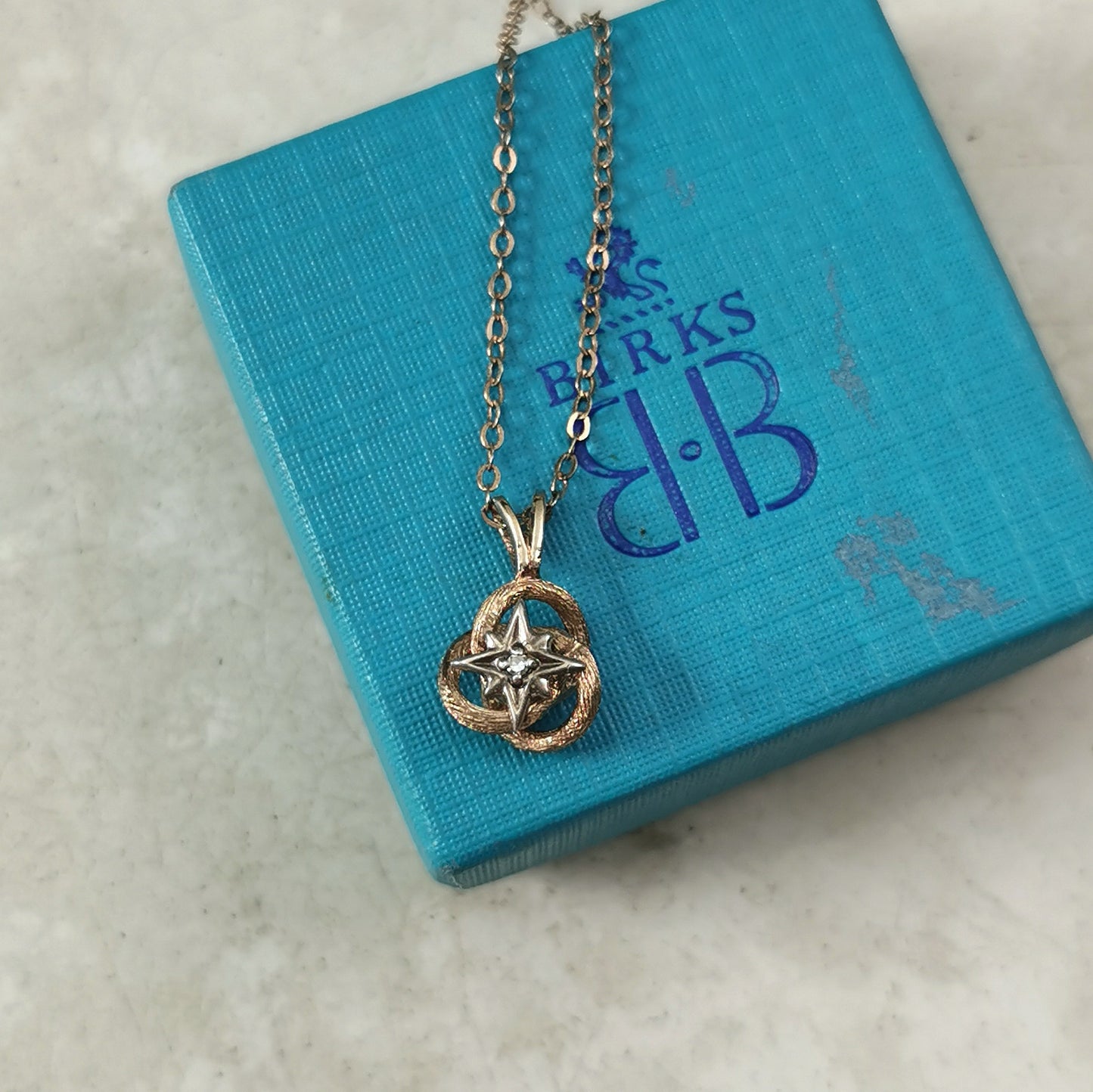 Vintage Sterling Silver Gold Vermeil Love Knot Diamond Accent Necklace