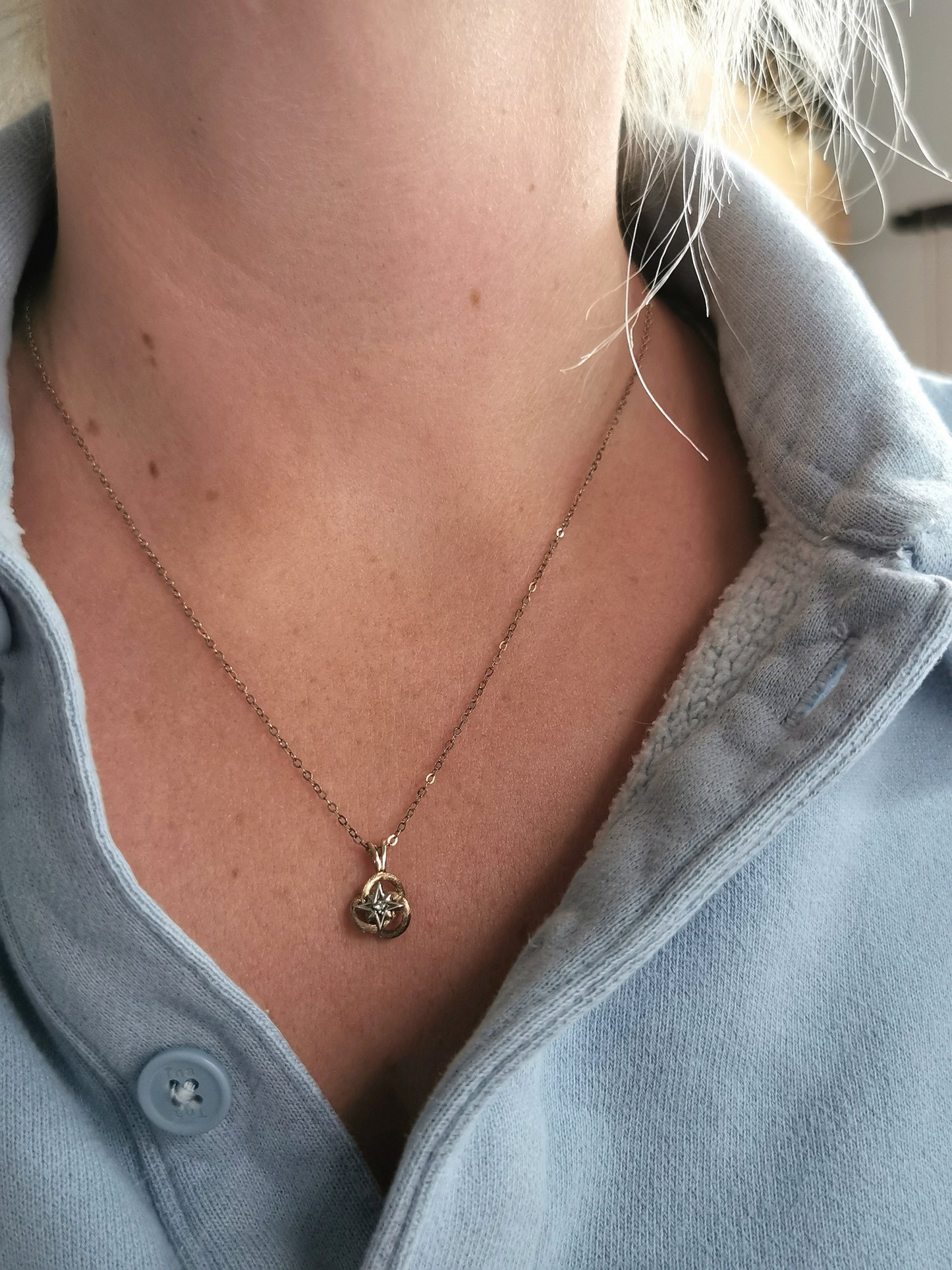 Vintage Sterling Silver Gold Vermeil Love Knot Diamond Accent Necklace