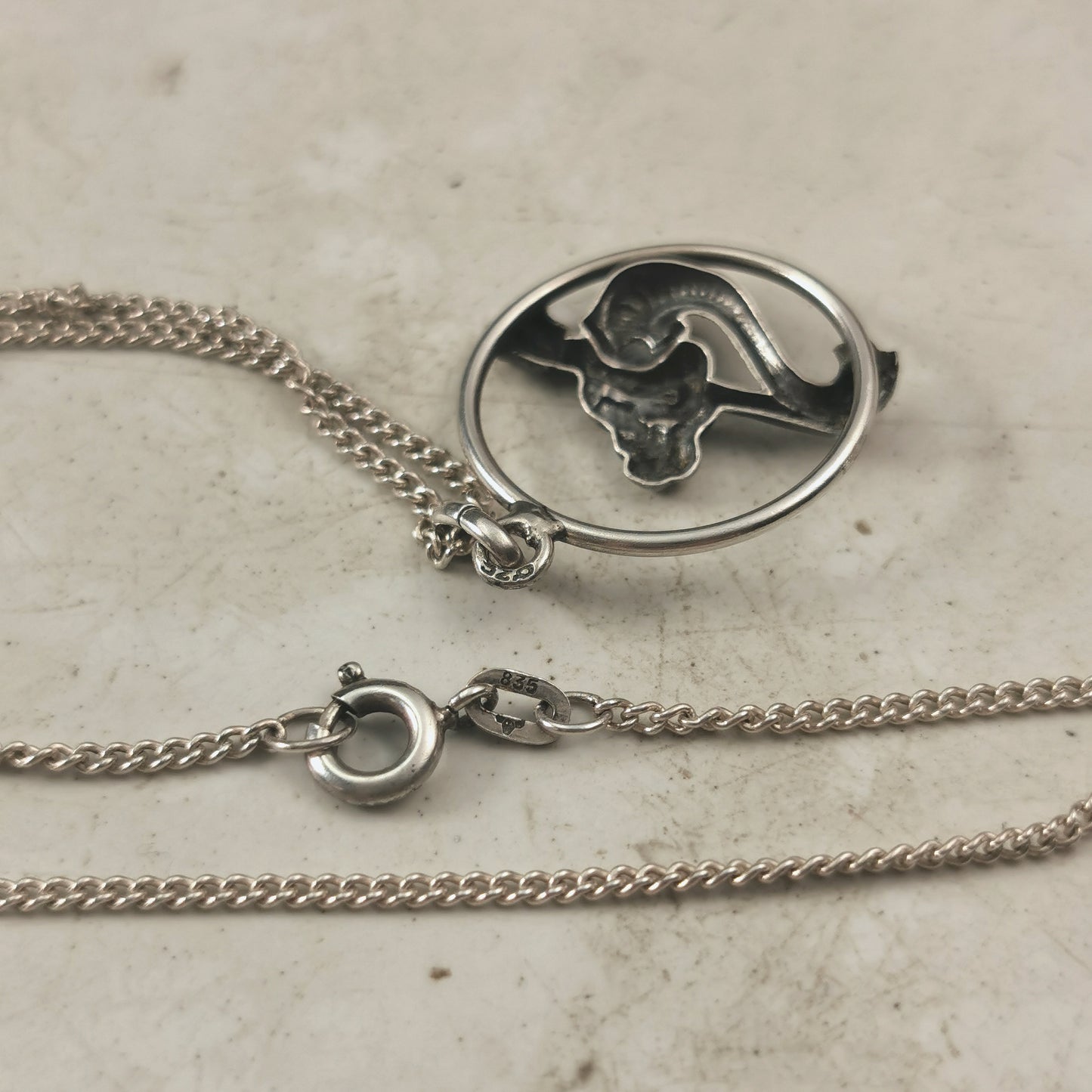 Vintage 835 Silver Aquarius Necklace 1960s Paris