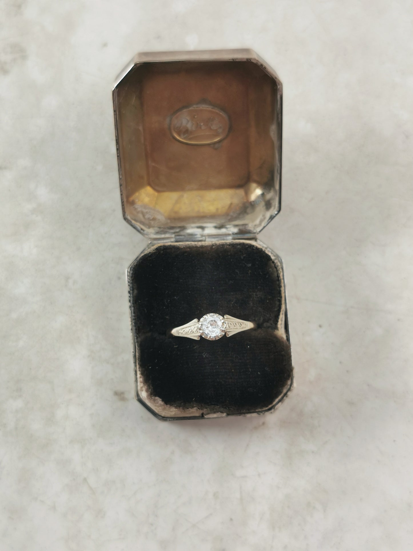 Vintage 9ct & Platinum Old European Cut Diamond Solitaire Ring