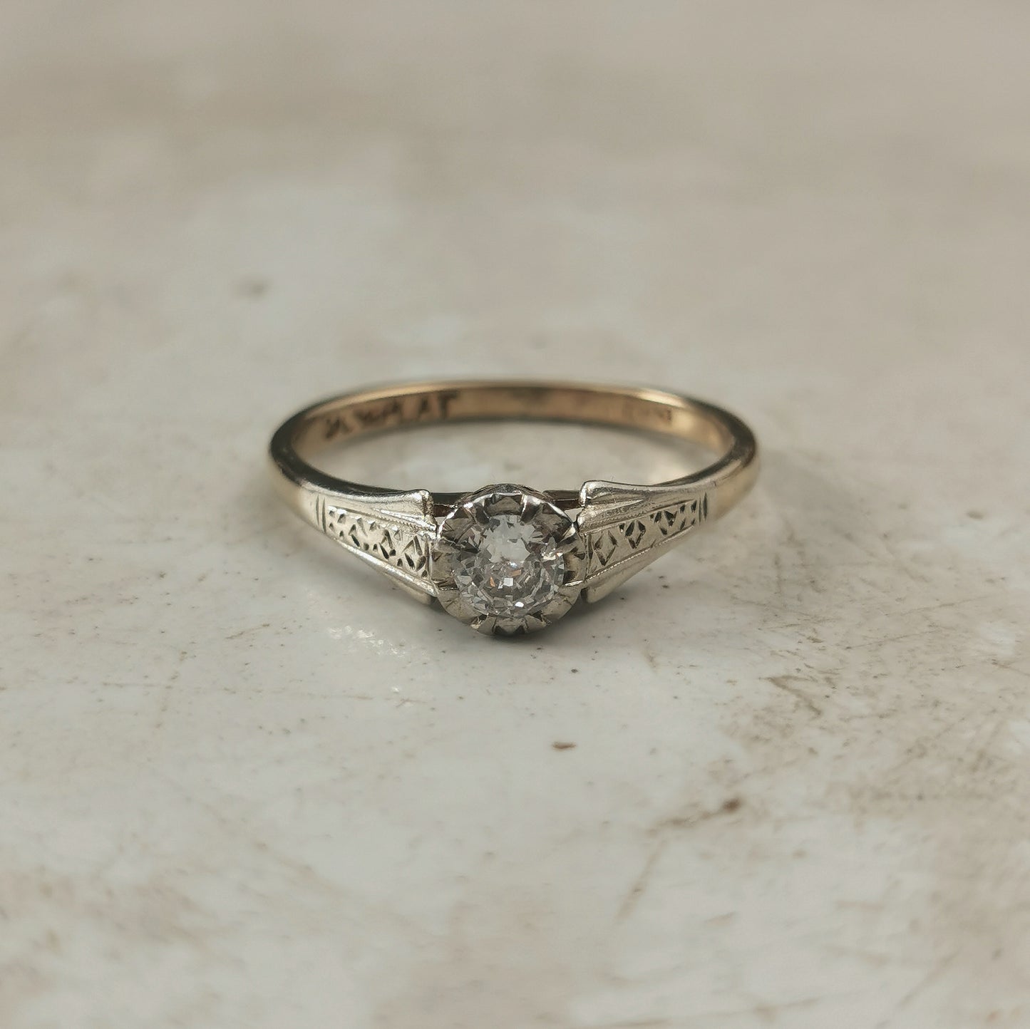 Vintage 9ct & Platinum Old European Cut Diamond Solitaire Ring