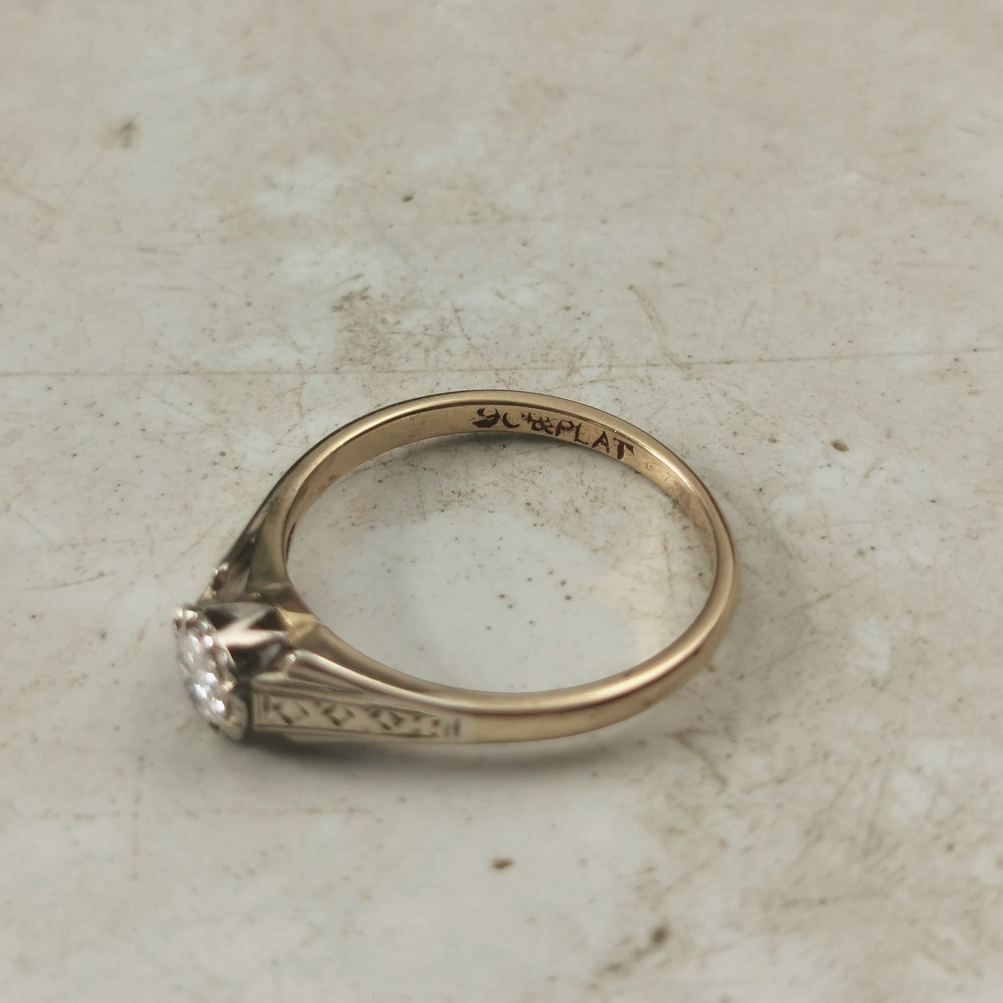 Vintage 9ct & Platinum Old European Cut Diamond Solitaire Ring