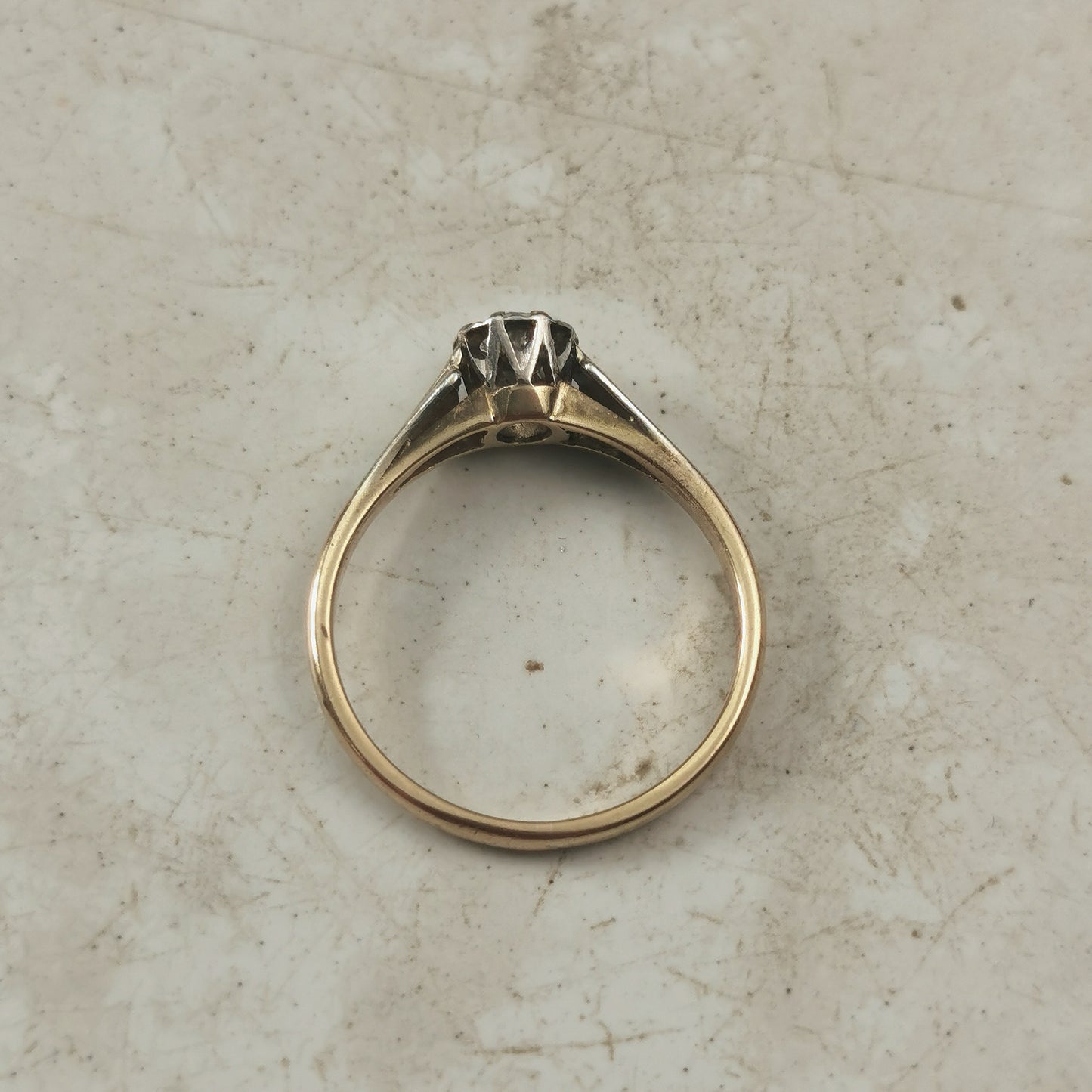 Vintage 9ct & Platinum Old European Cut Diamond Solitaire Ring