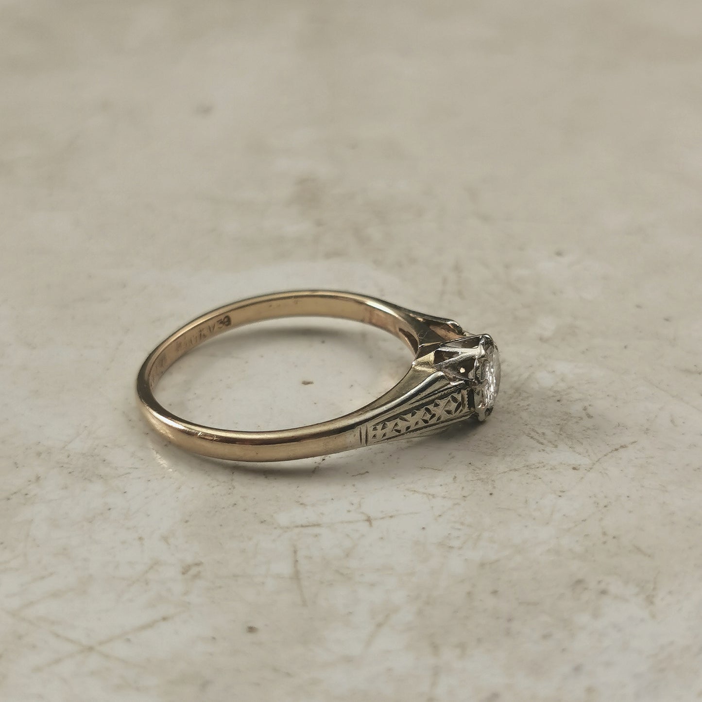 Vintage 9ct & Platinum Old European Cut Diamond Solitaire Ring