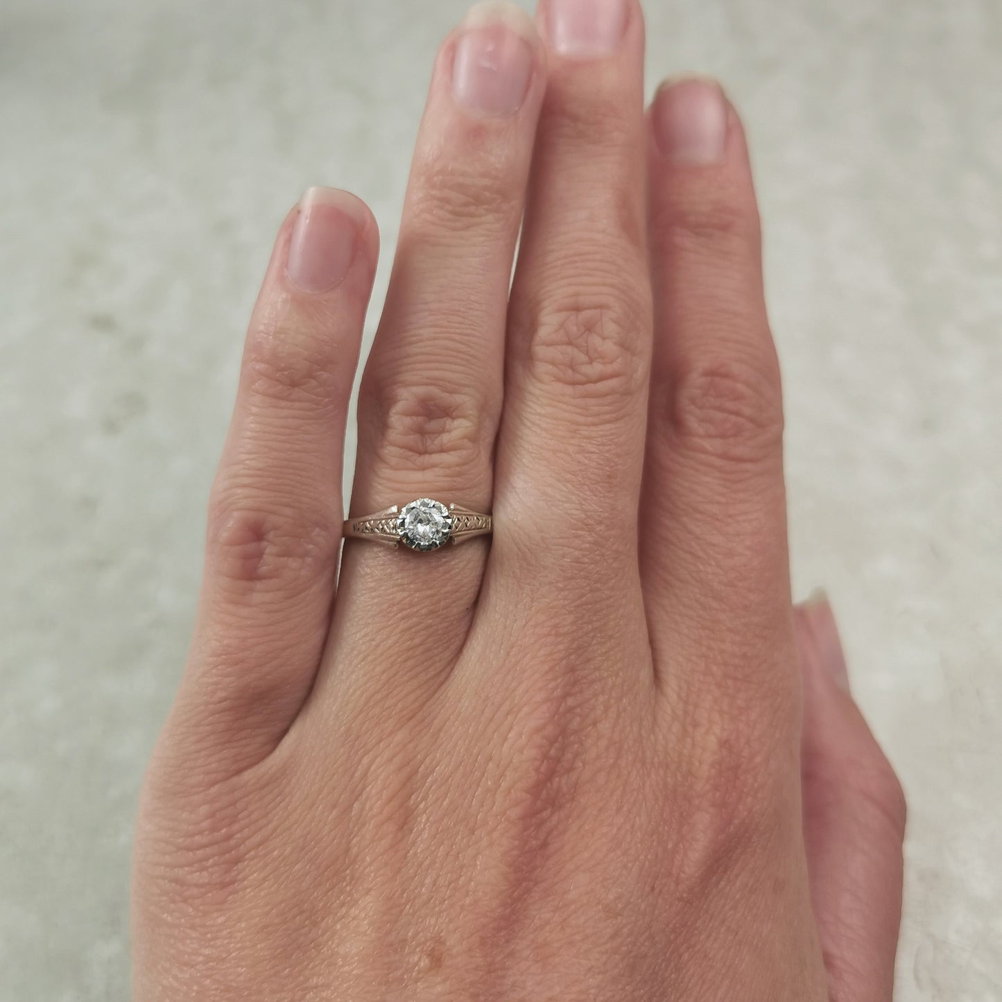 Vintage 9ct & Platinum Old European Cut Diamond Solitaire Ring