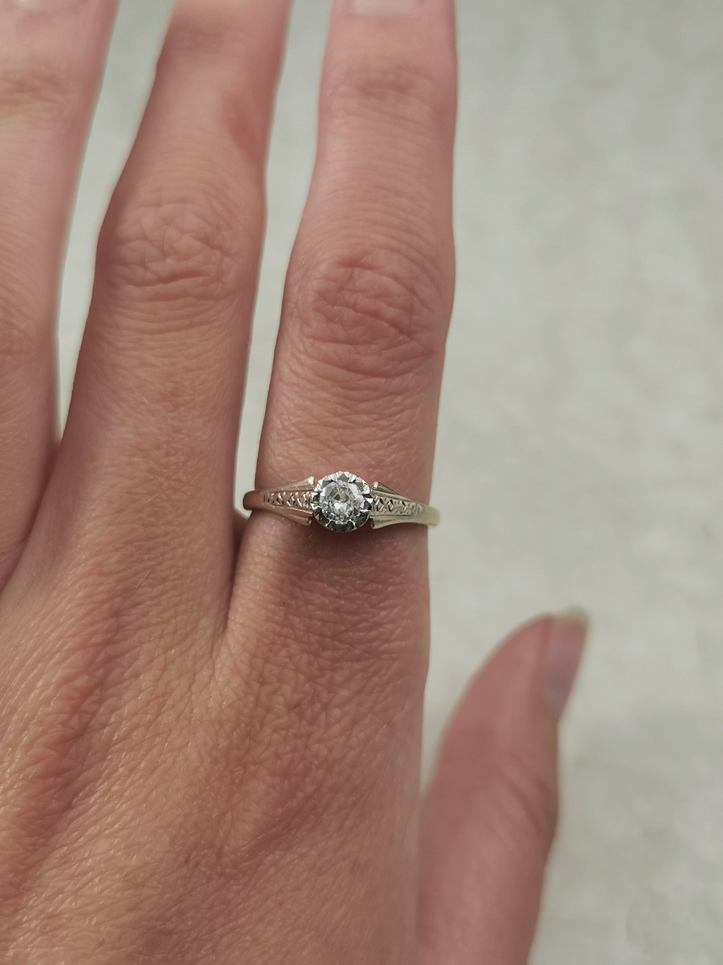 Vintage 9ct & Platinum Old European Cut Diamond Solitaire Ring