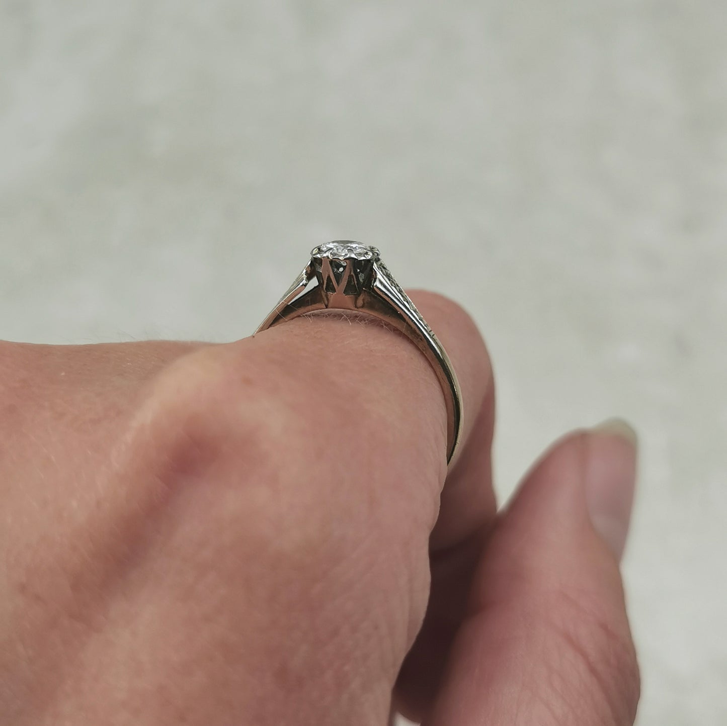 Vintage 9ct & Platinum Old European Cut Diamond Solitaire Ring