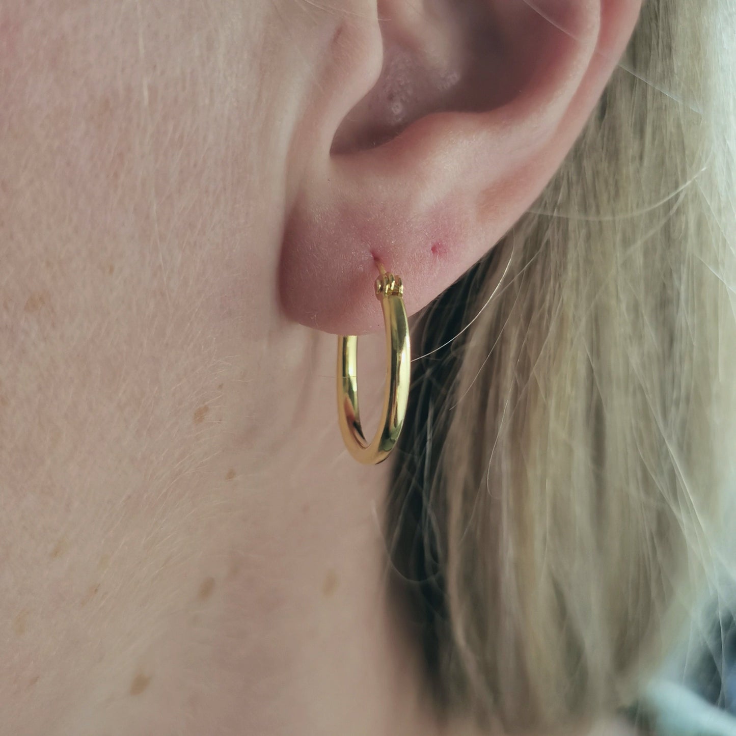 New Sterling Silver Gold Vermeil MEDIUM Tube Hoop