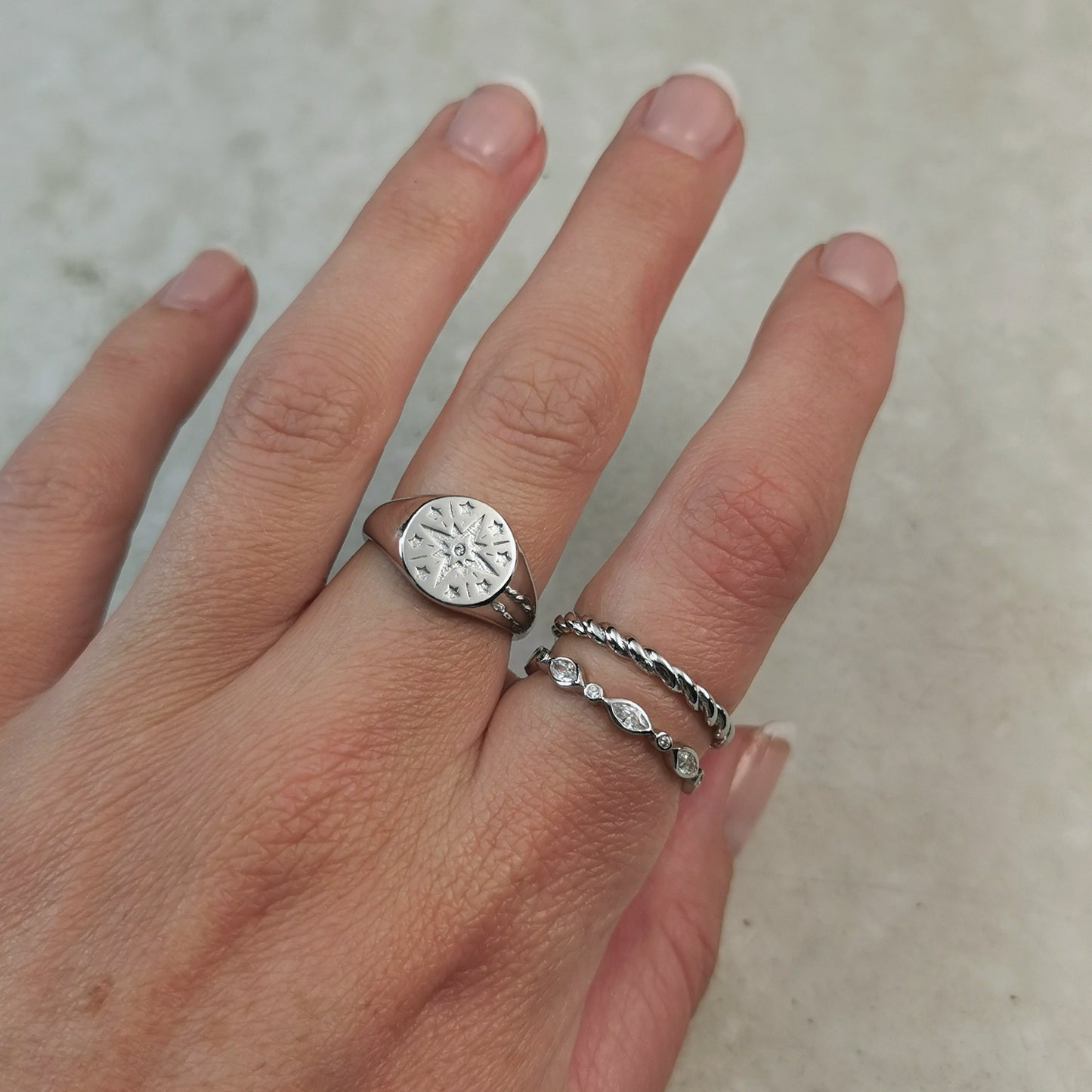 New Sterling Silver Marquise CZ Eternity Band - Silver & Gold