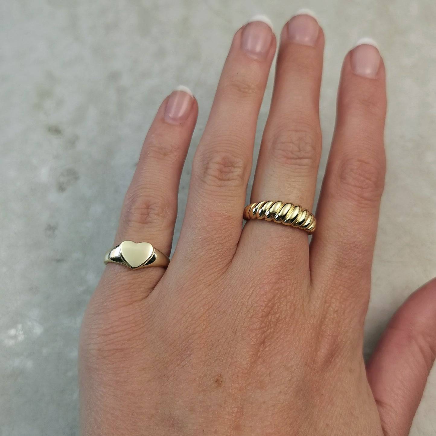 New Sterling Silver Gold Plated Croissant Ring