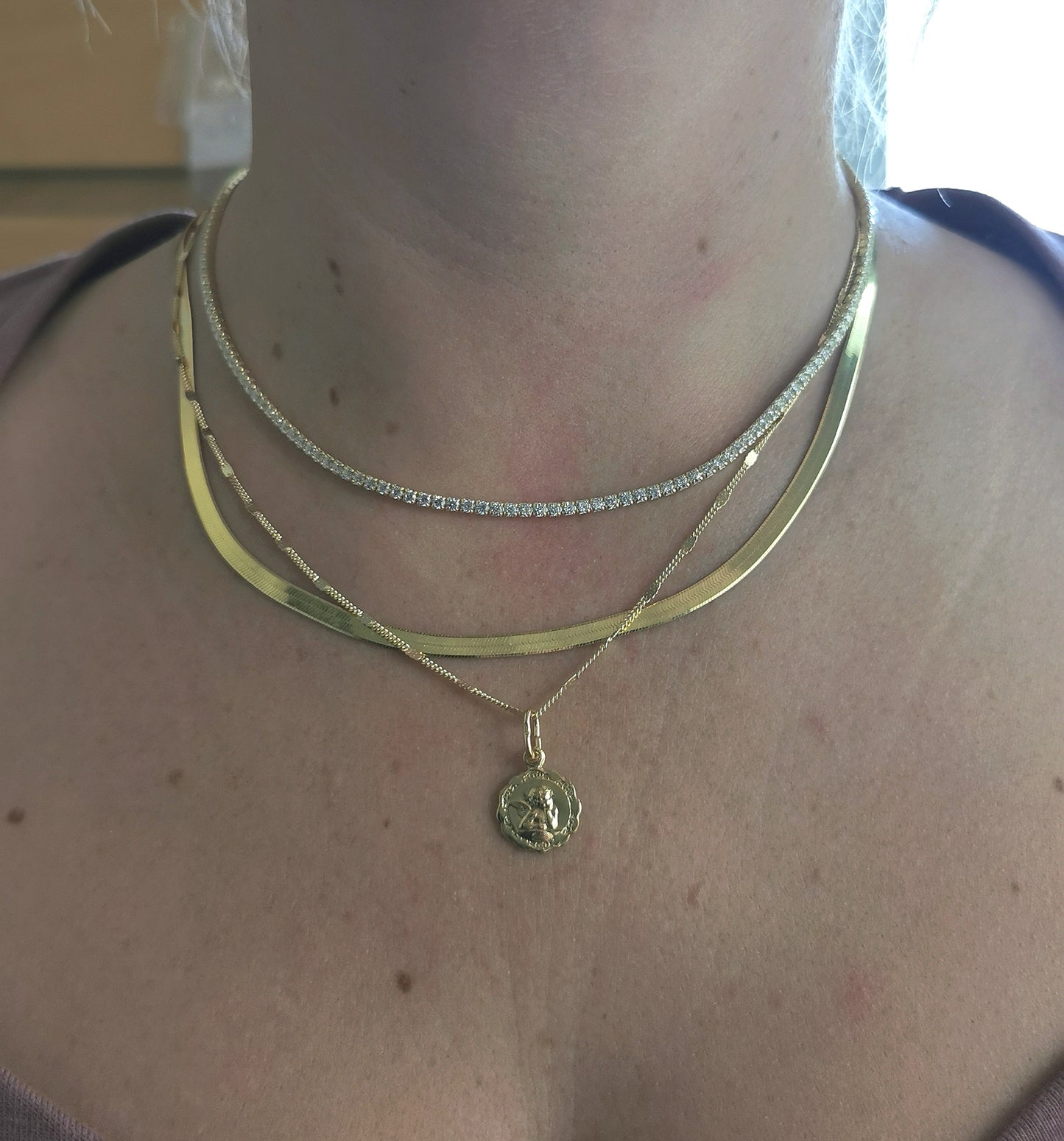 New Sterling Silver Gold Vermeil 3.5mm Herringbone Chain Necklace