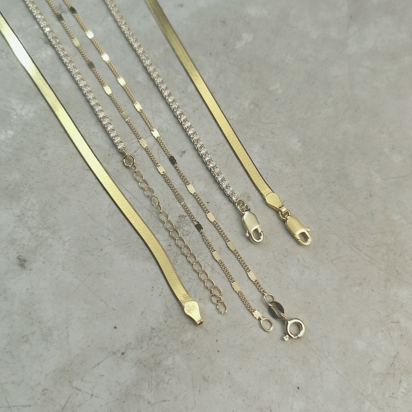 New Sterling Silver Gold Vermeil 3.5mm Herringbone Chain Necklace