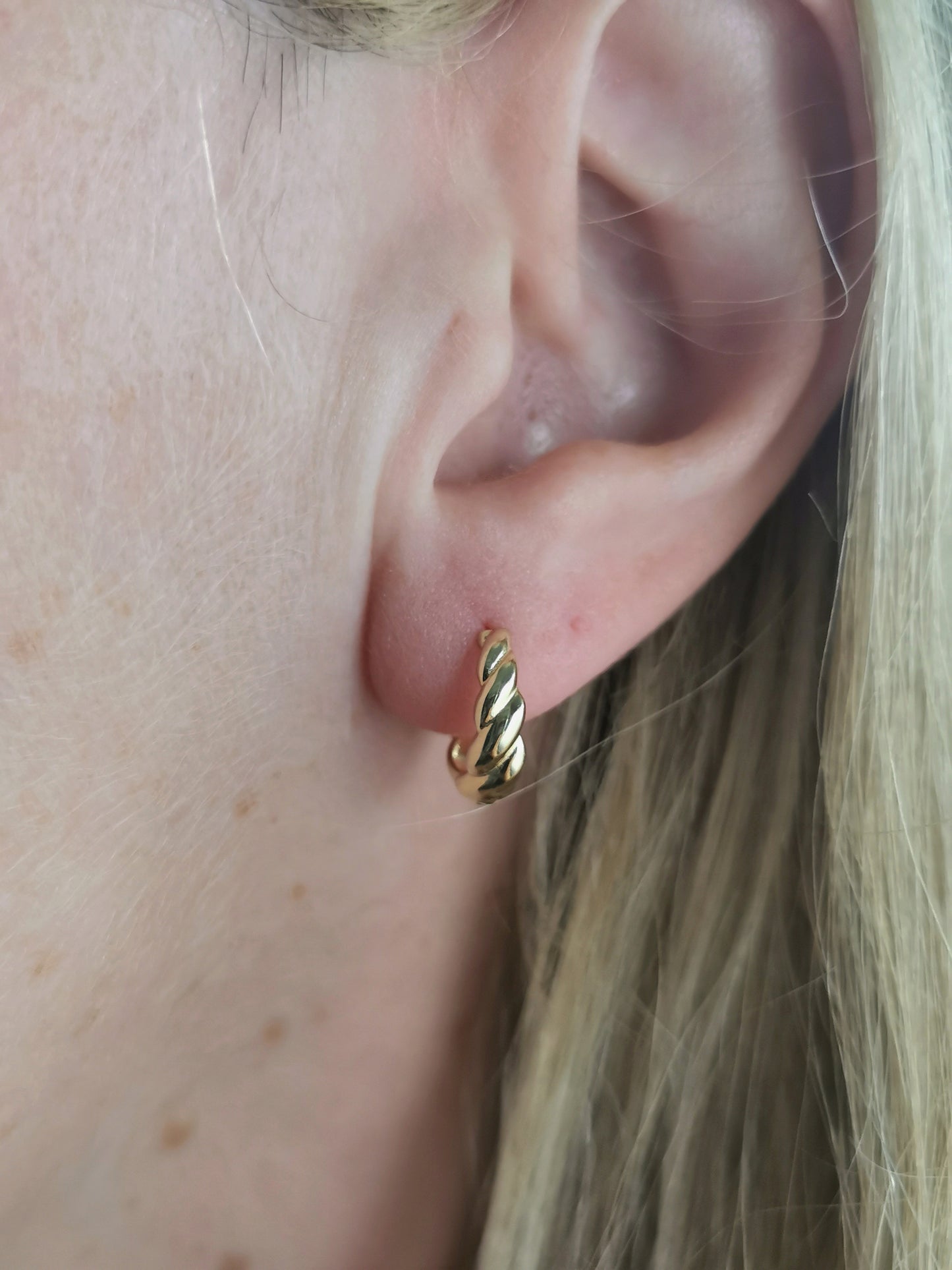 New 10k Yellow Gold Croissant Huggies
