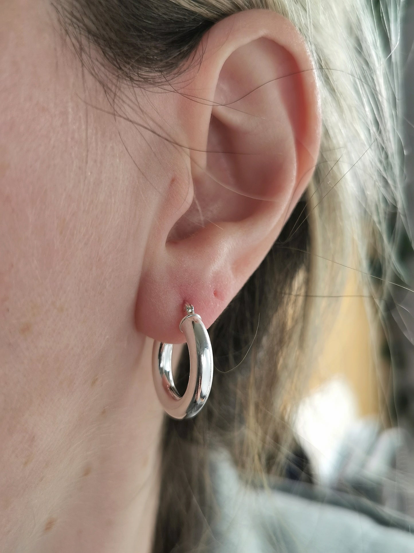 New Sterling Silver Small Chubby Tube Hoops
