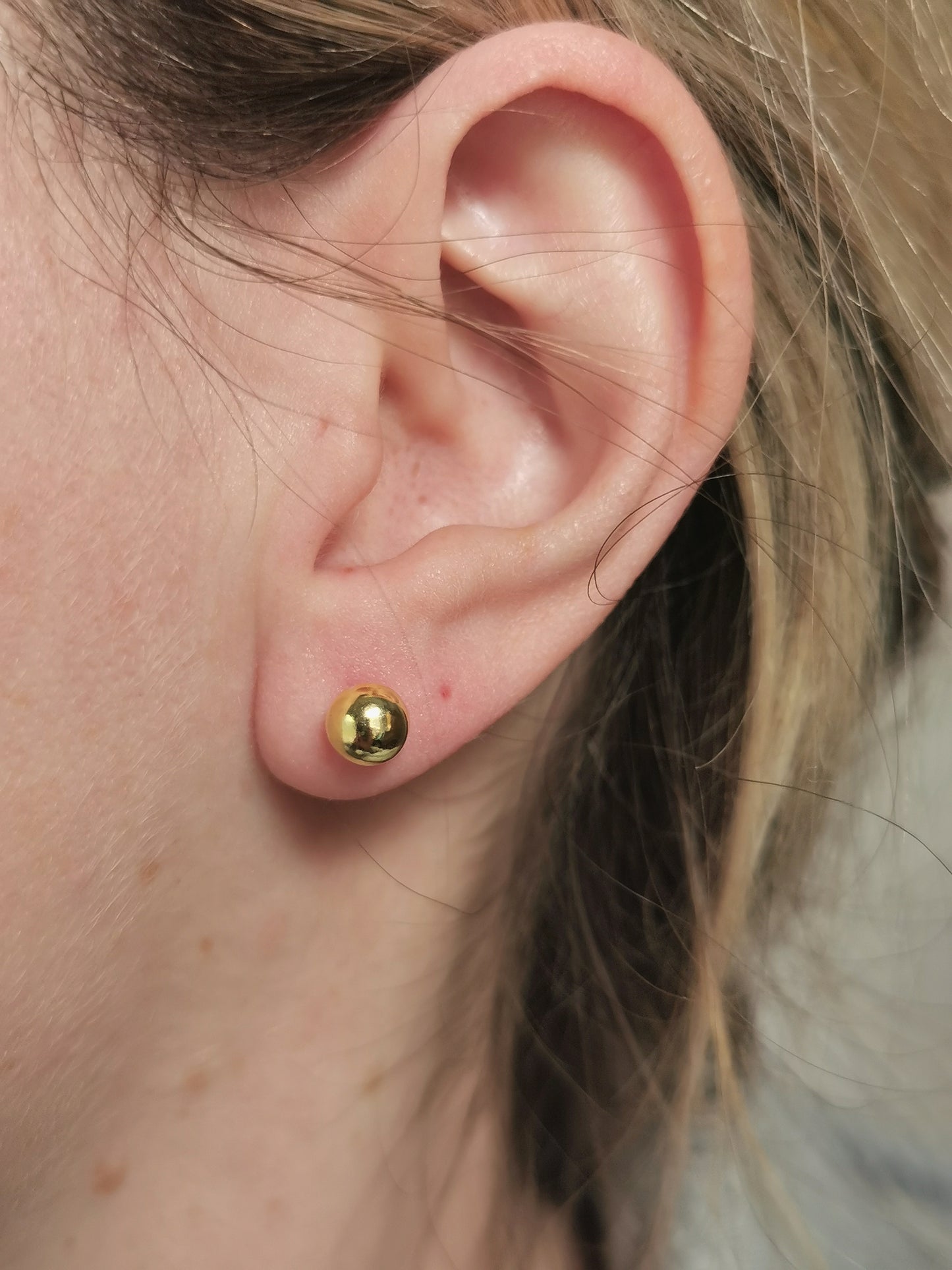 New Sterling Silver Gold Vermeil 6mm Ball Stud Earrings