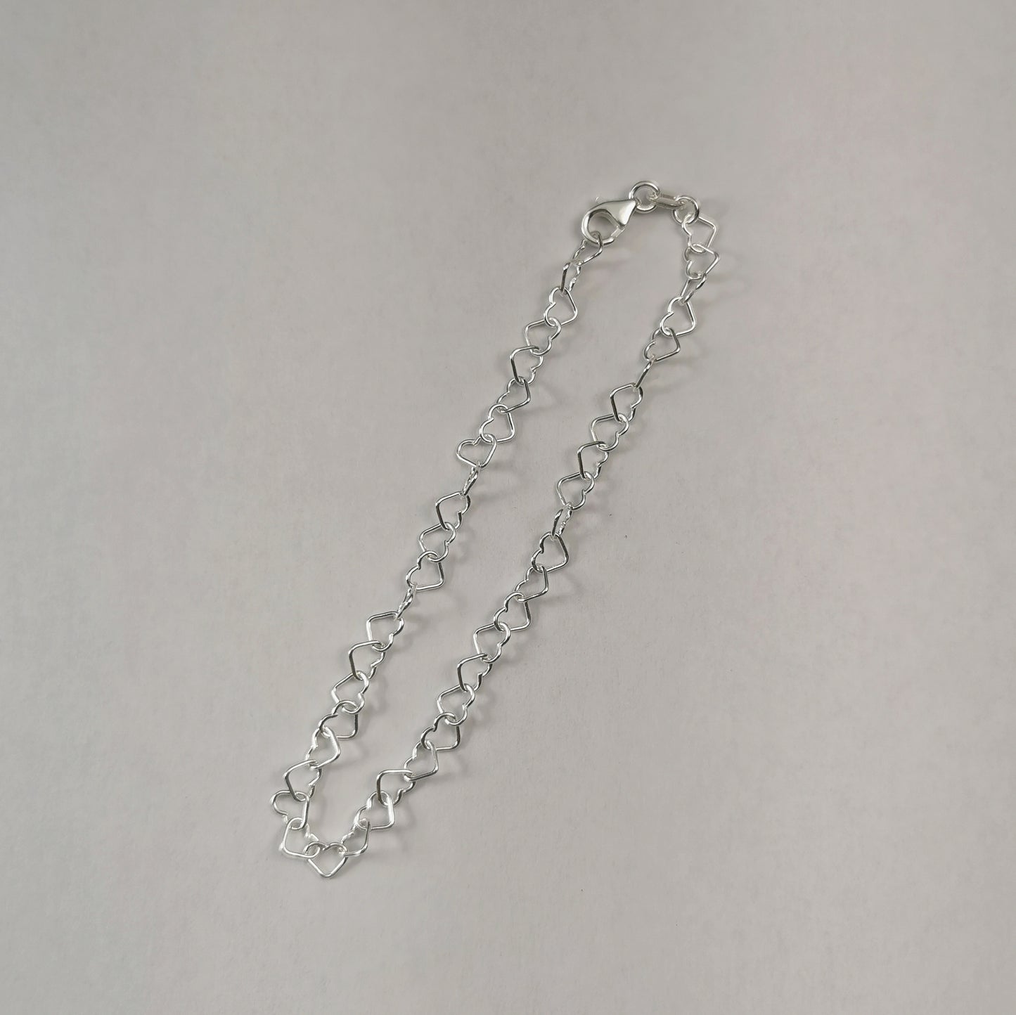 New Sterling Silver Heart Link Chain Bracelet