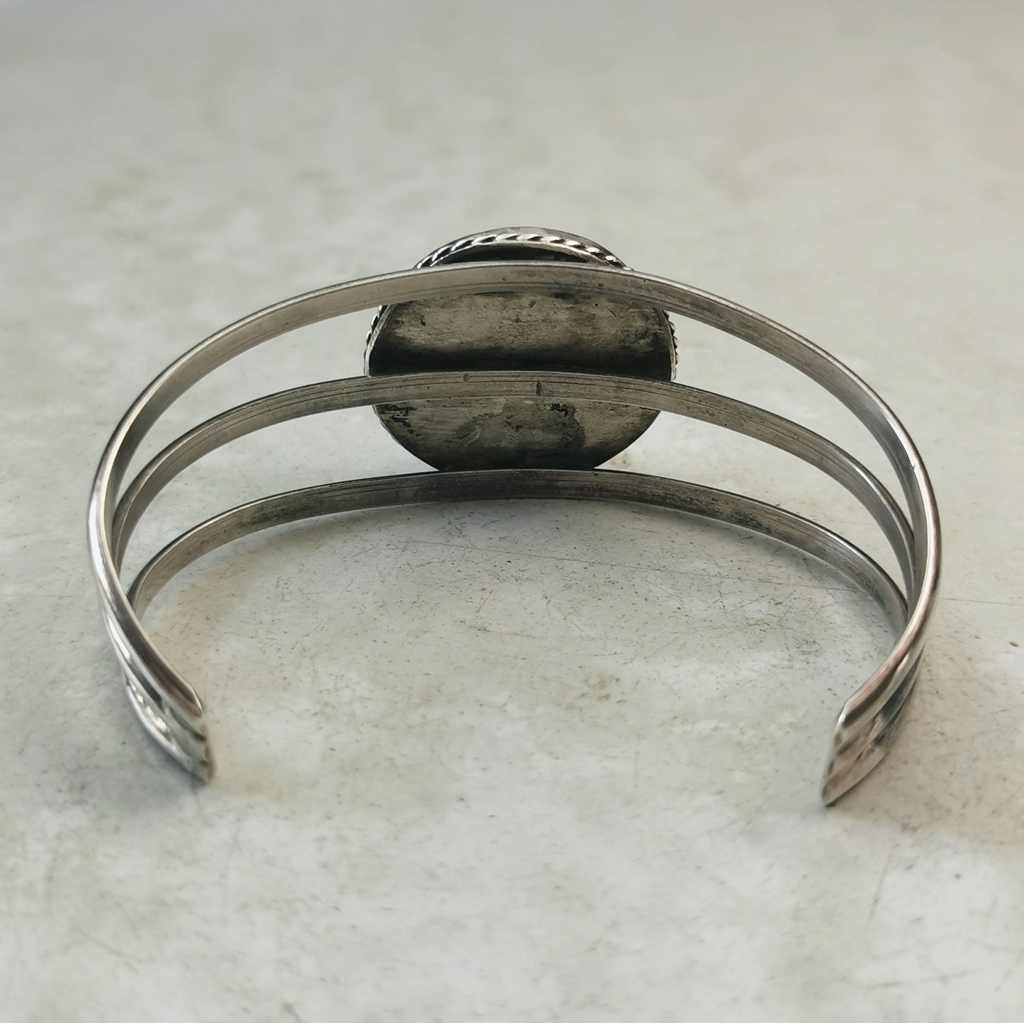 Vintage South Western Sterling Silver & Turquoise Adjustable Cuff Bracelet