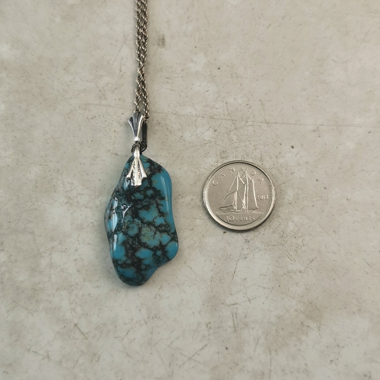 Vintage Sterling Silver Large Turquoise Nugget Necklace