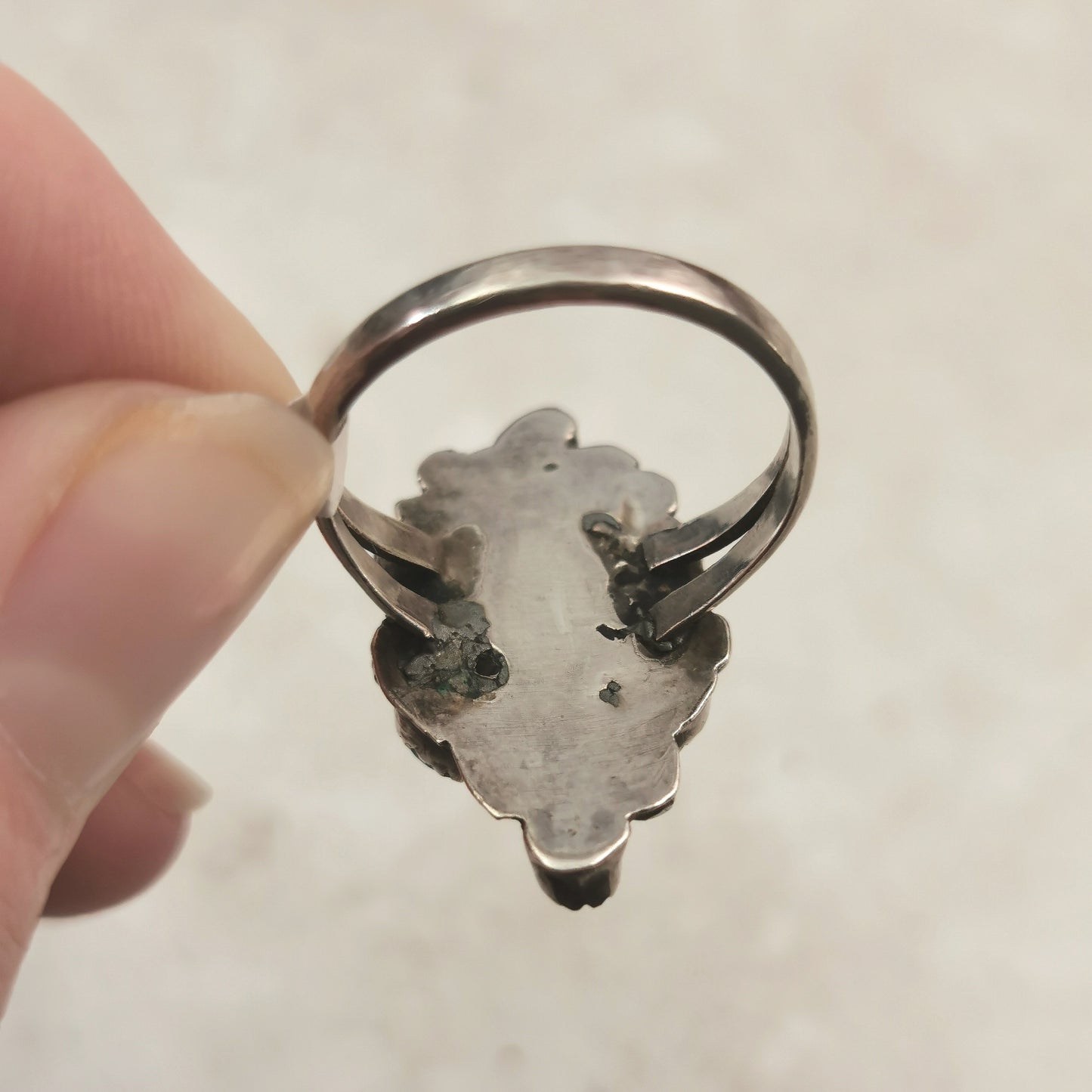 Vintage Sterling Silver & Turquoise Petit Point Ring