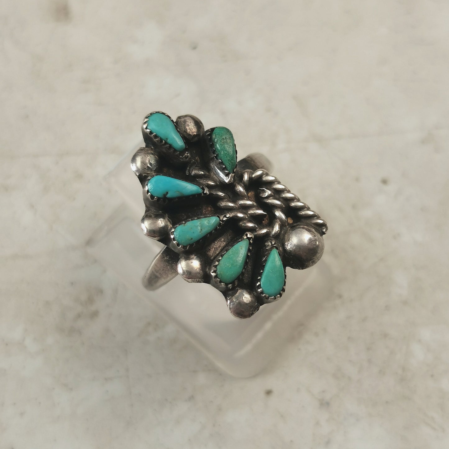 Vintage Sterling Silver and Turquoise Zuni Ring