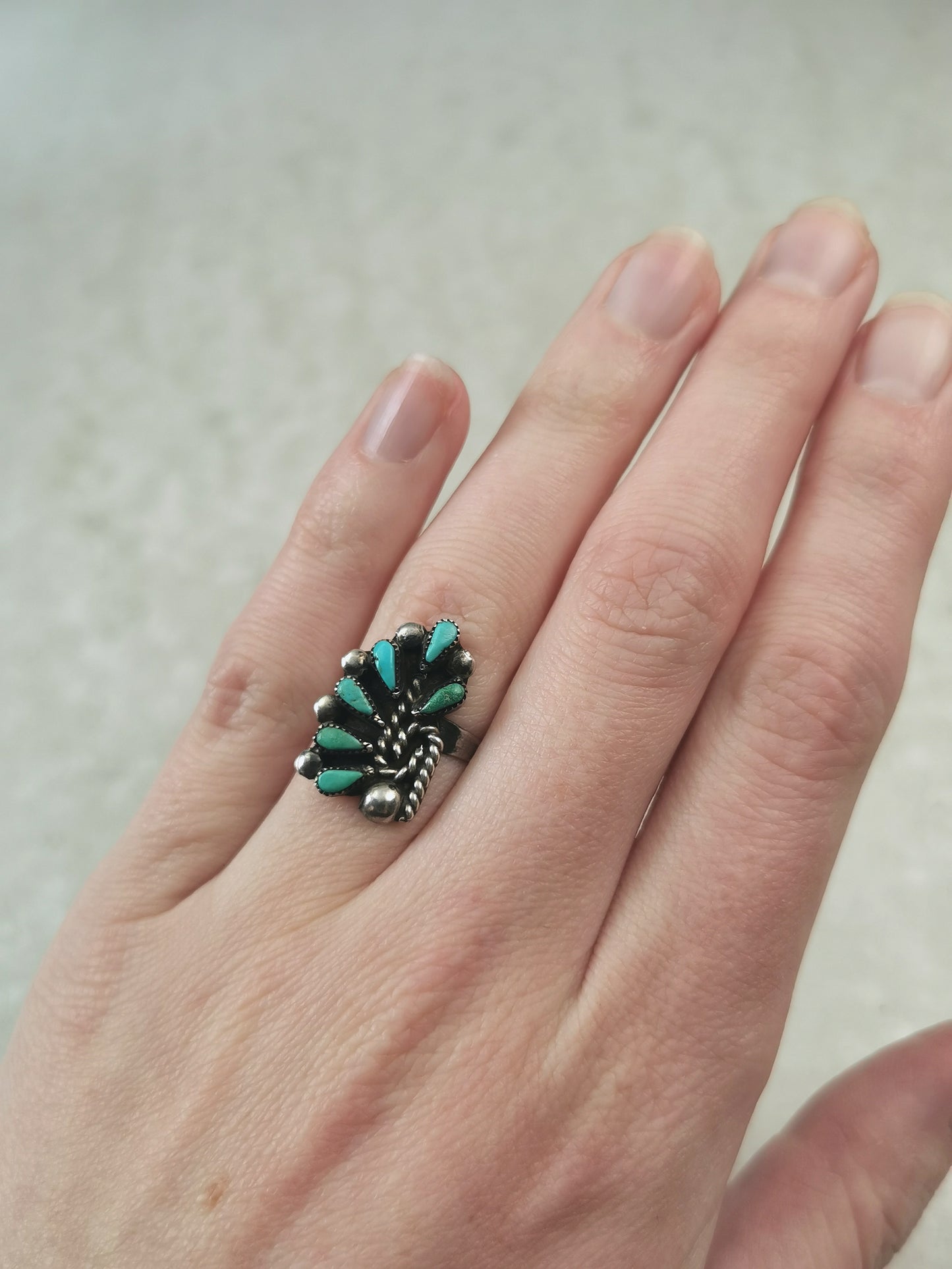 Vintage Sterling Silver and Turquoise Zuni Ring