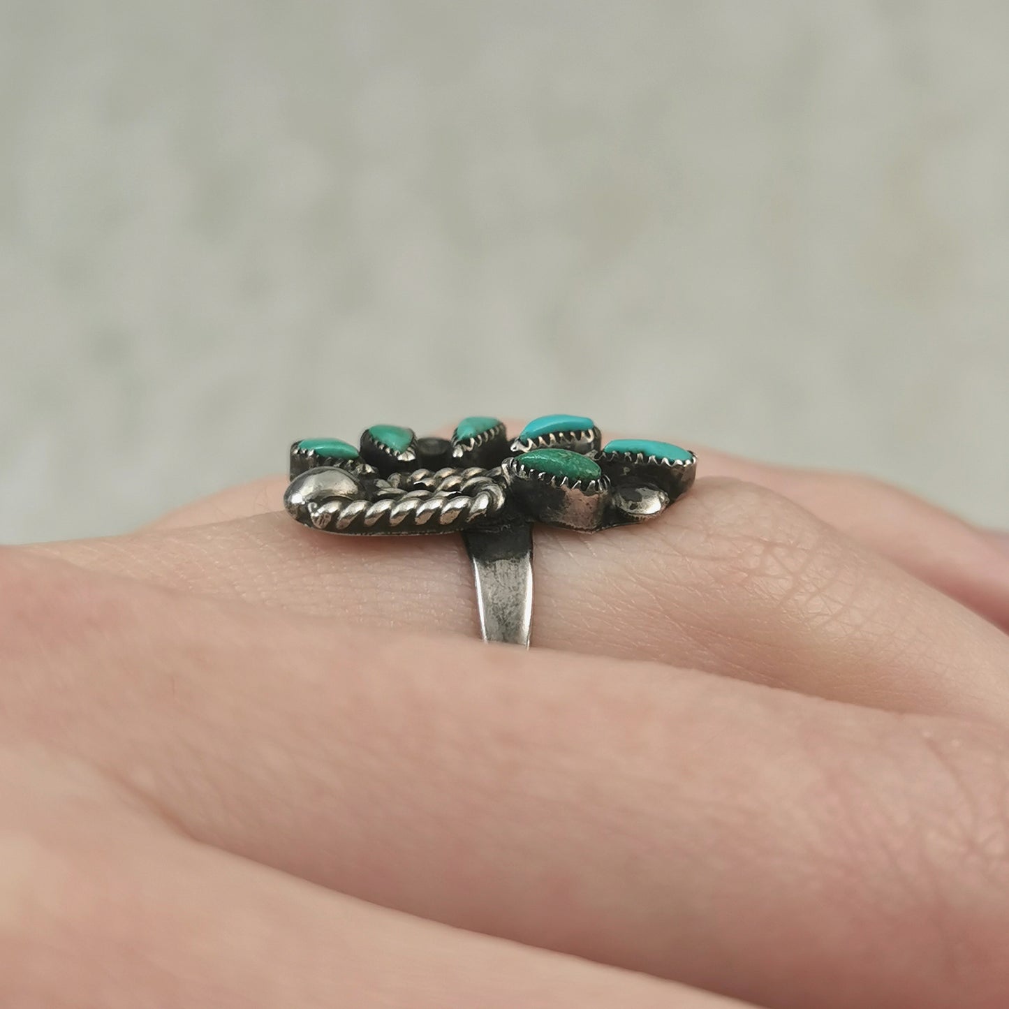 Vintage Sterling Silver and Turquoise Zuni Ring