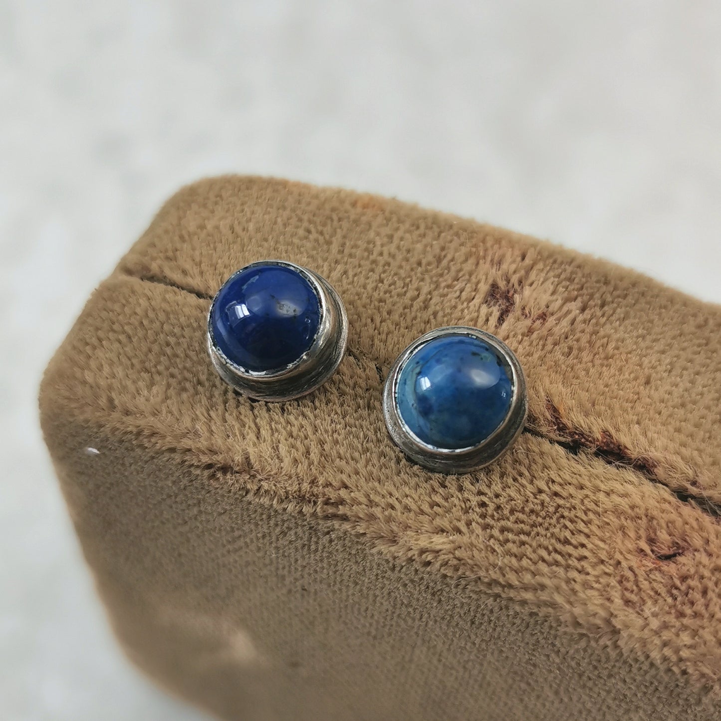 Vintage South Western Imitation Lapis Stud Earrings