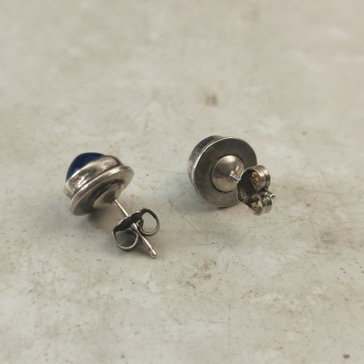 Vintage South Western Imitation Lapis Stud Earrings
