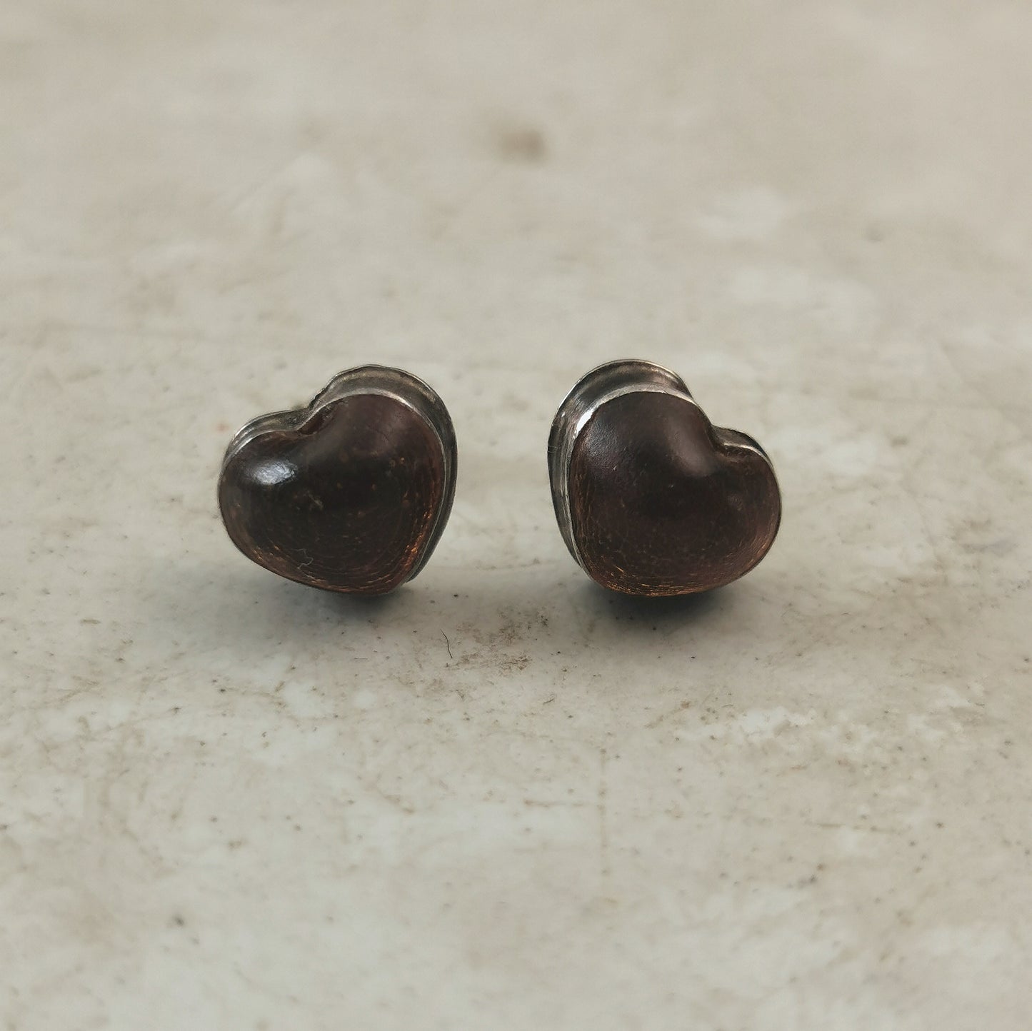 Vintage Sterling Silver Amber Stud Earrings