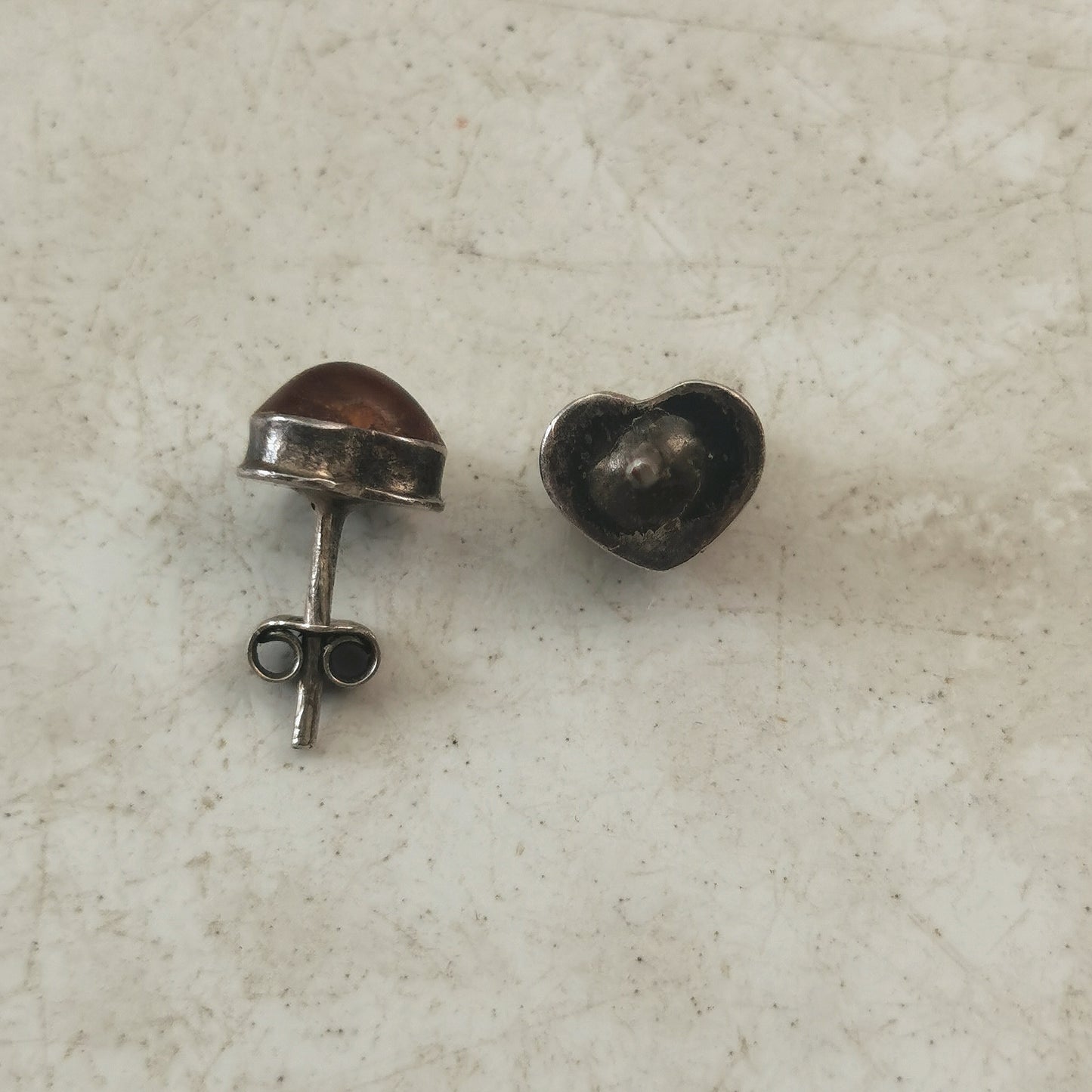 Vintage Sterling Silver Amber Stud Earrings