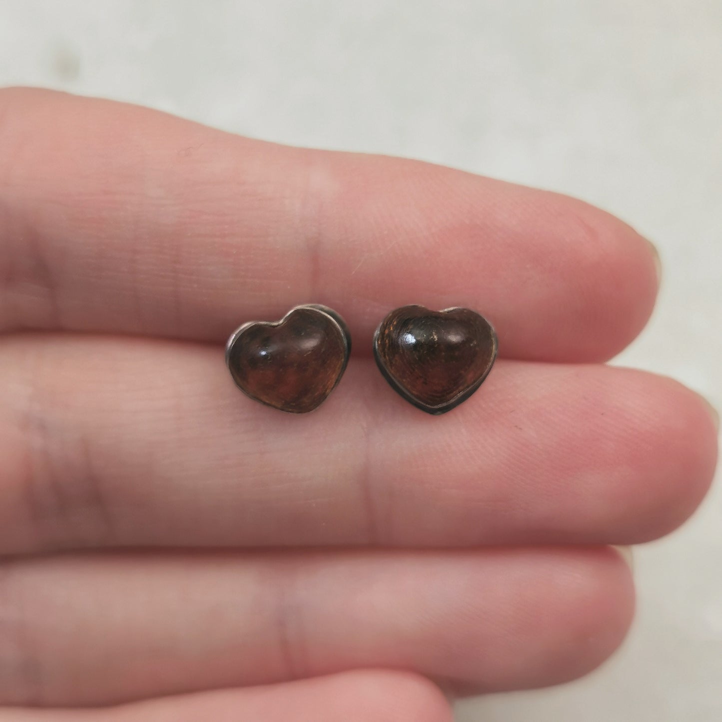 Vintage Sterling Silver Amber Stud Earrings