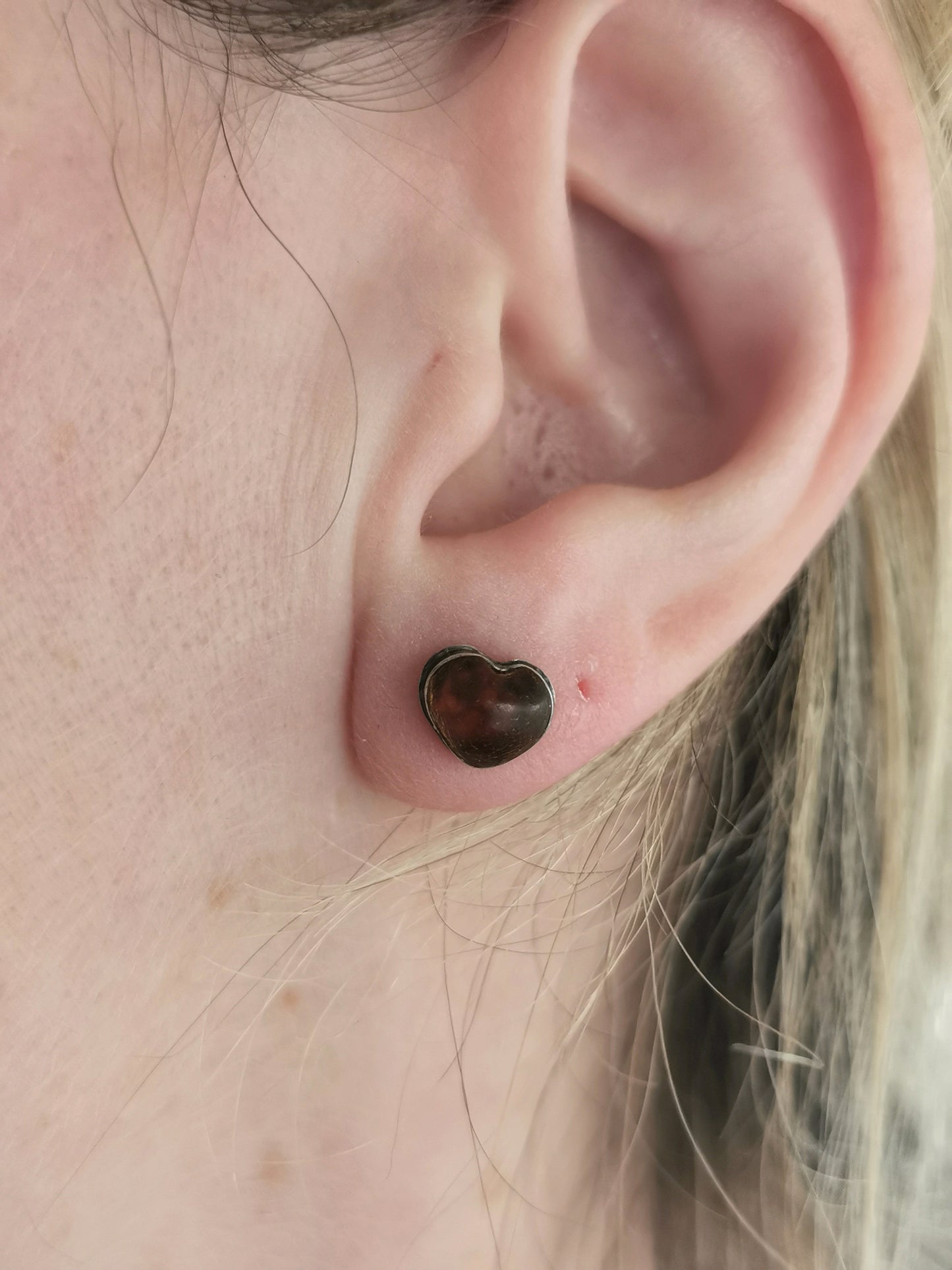 Vintage Sterling Silver Amber Stud Earrings