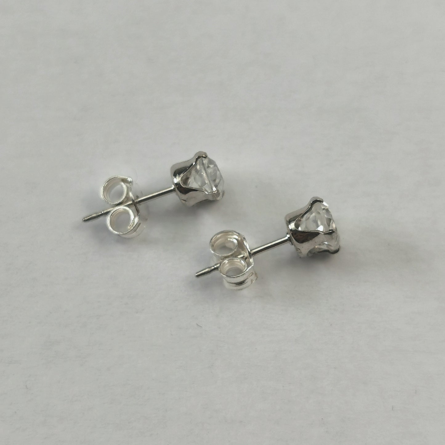New Sterling Silver Clear Topaz April Birthstone Set - Studs and Necklace