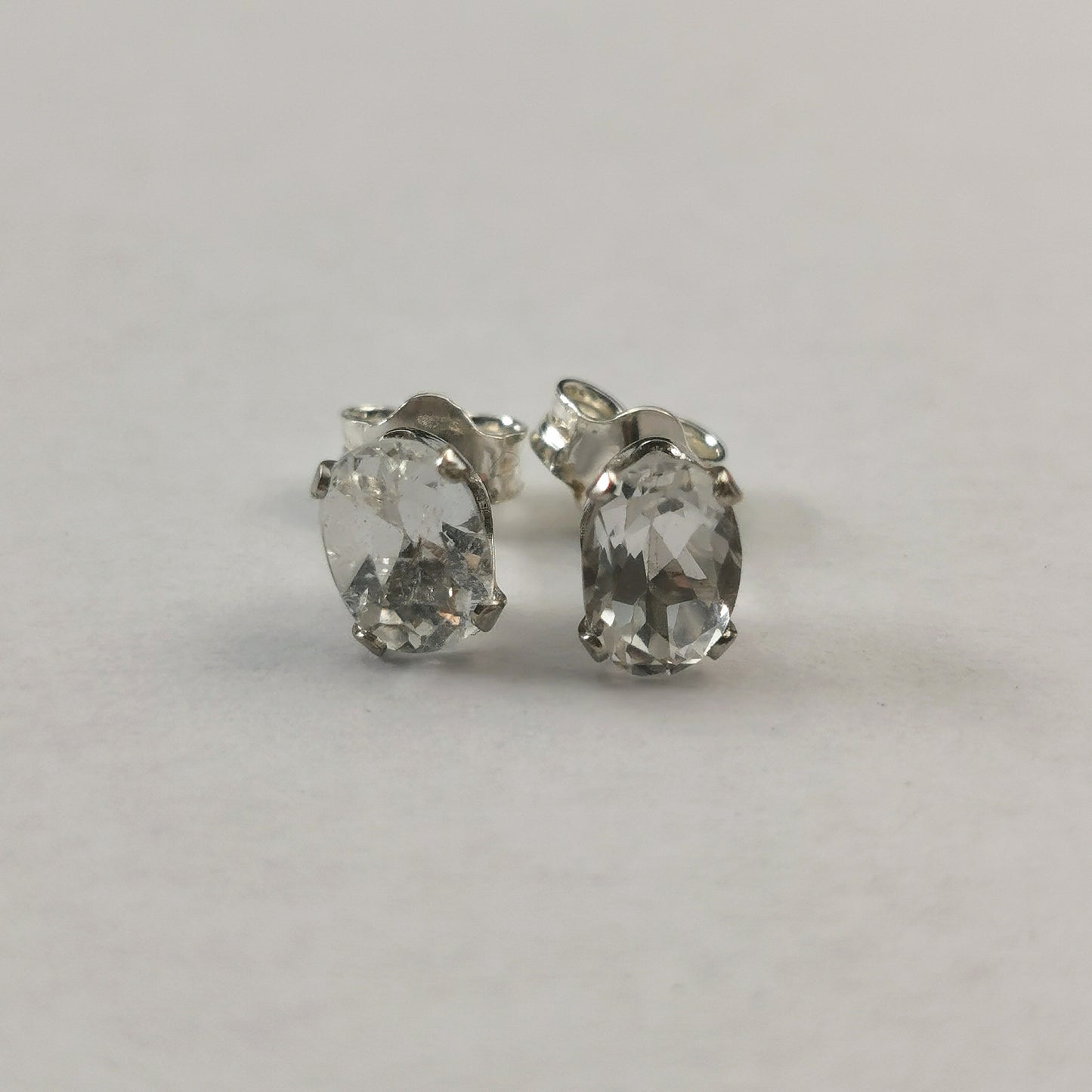 New Sterling Silver Clear Topaz April Birthstone Set - Studs and Necklace