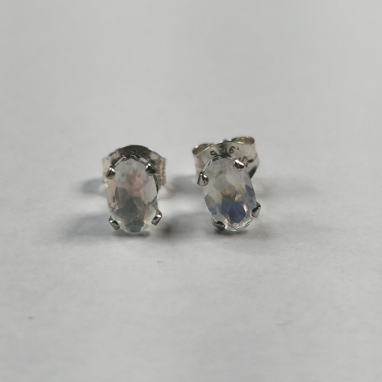 New Sterling Silver Colourless Labradorite Stud Earrings