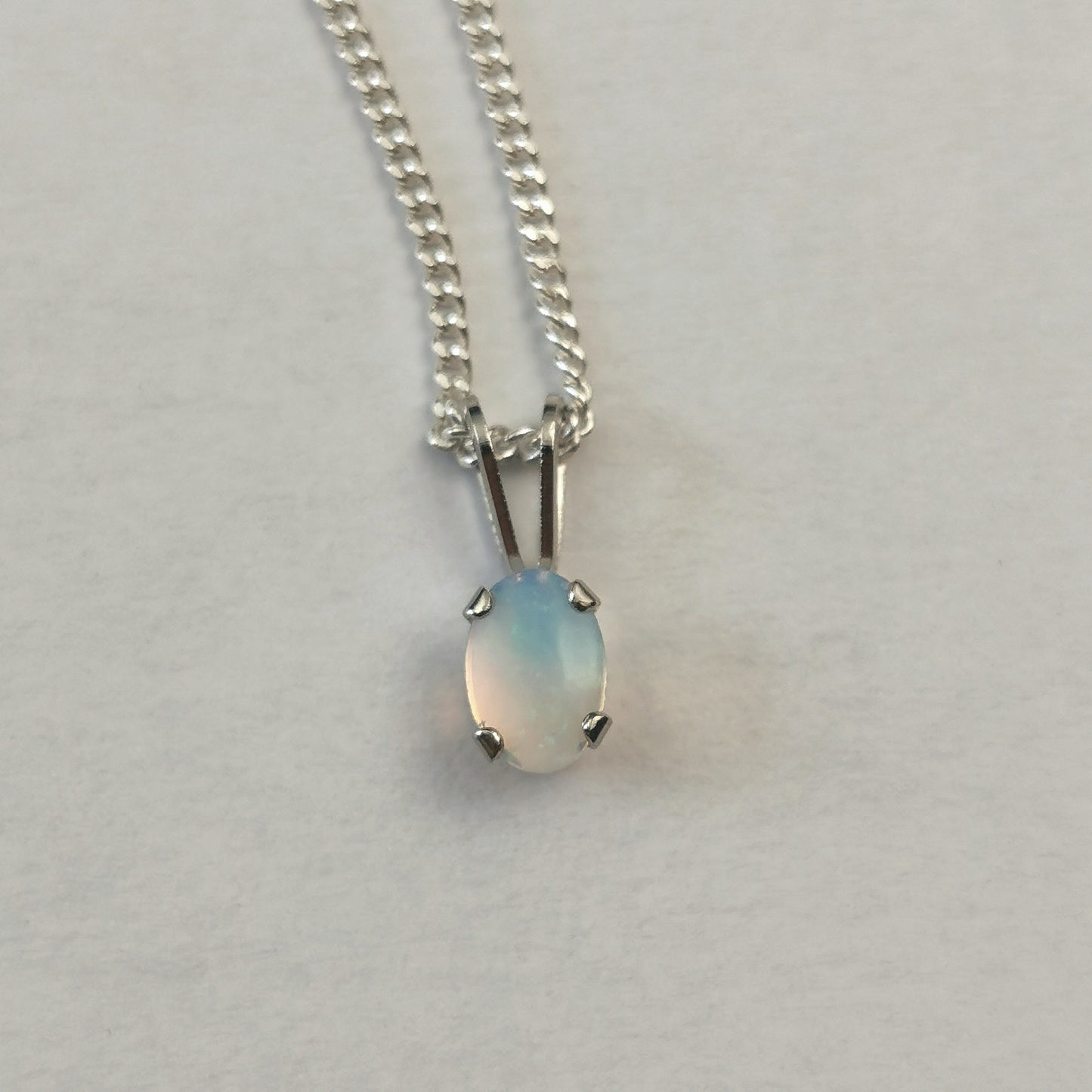 New Sterling Silver Opal October Birthstone Set - Studs and Necklace