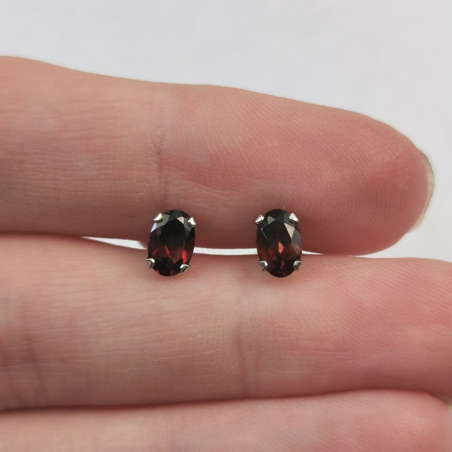 New Sterling Silver Garnet January Birthstone Set - Studs and Necklace