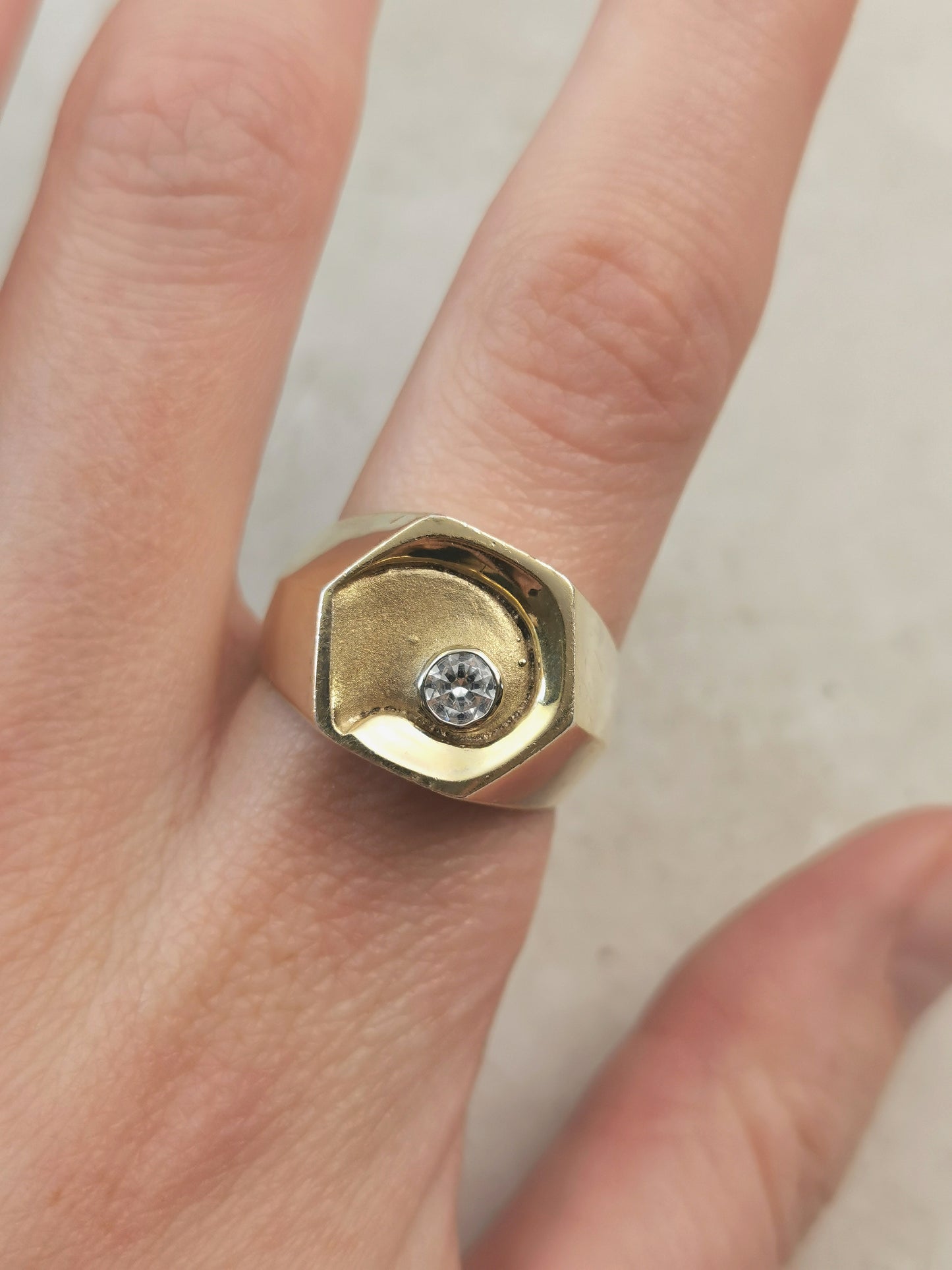 Vintage Sterling Silver Gold Vermeil Gents Rring