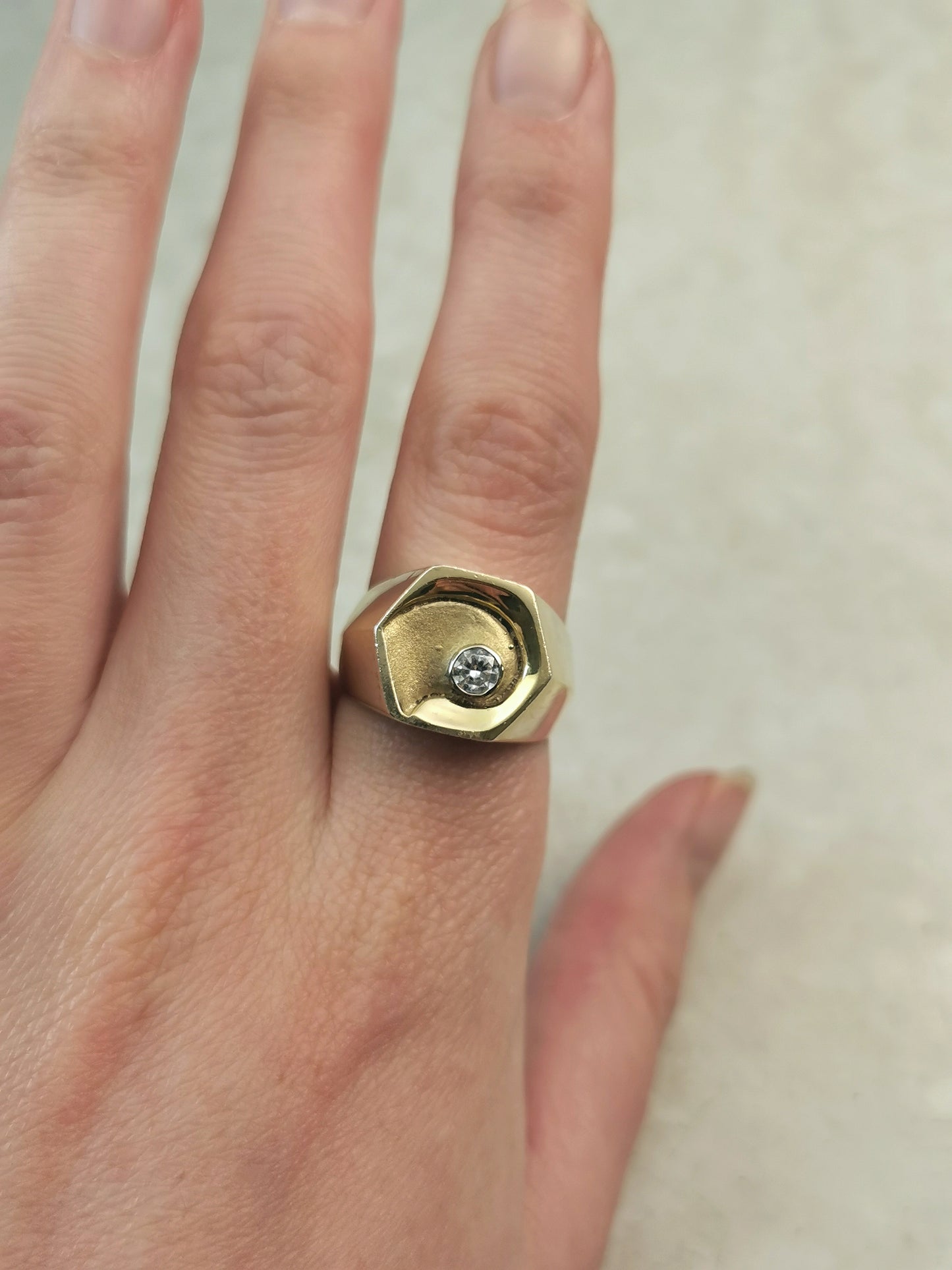 Vintage Sterling Silver Gold Vermeil Gents Rring