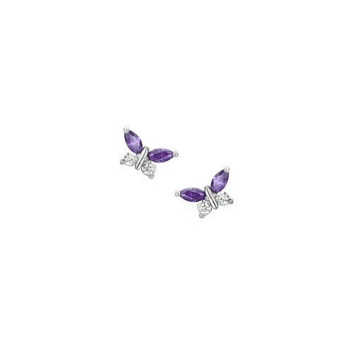 New Sterling Silver CZ Butterfly Stud Earrings