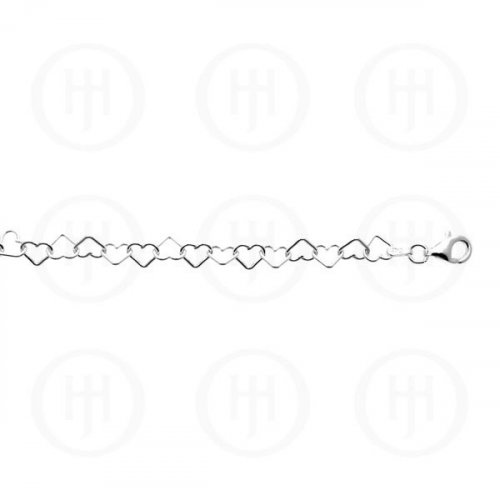 New Sterling Silver Heart Link Chain Bracelet