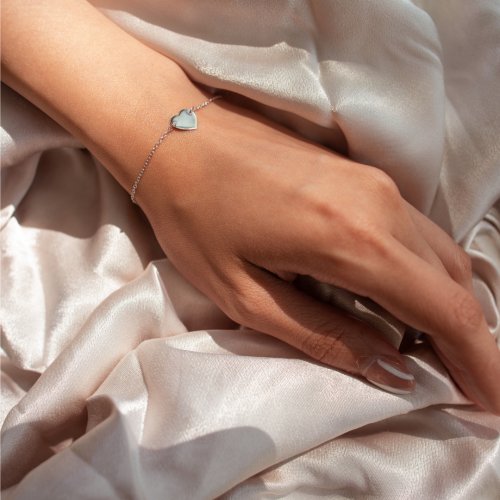 New Sterling Silver Heart Tage Bracelet