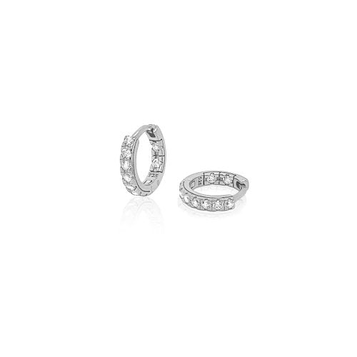 New Sterling Silver CZ Huggie - Silver and Gold