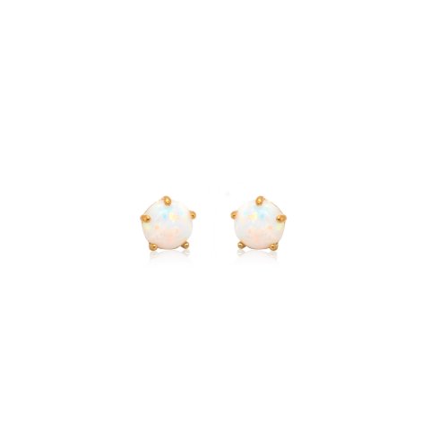 New 10k Yellow Gold Created Opal Stud Earrings
