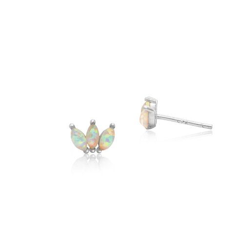 New Sterling Silver Opal Opulence Studs - Silver & Gold