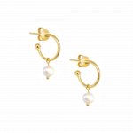 New Sterling Silver Gold Vermeil Hoop with Baroque Pearl Drops