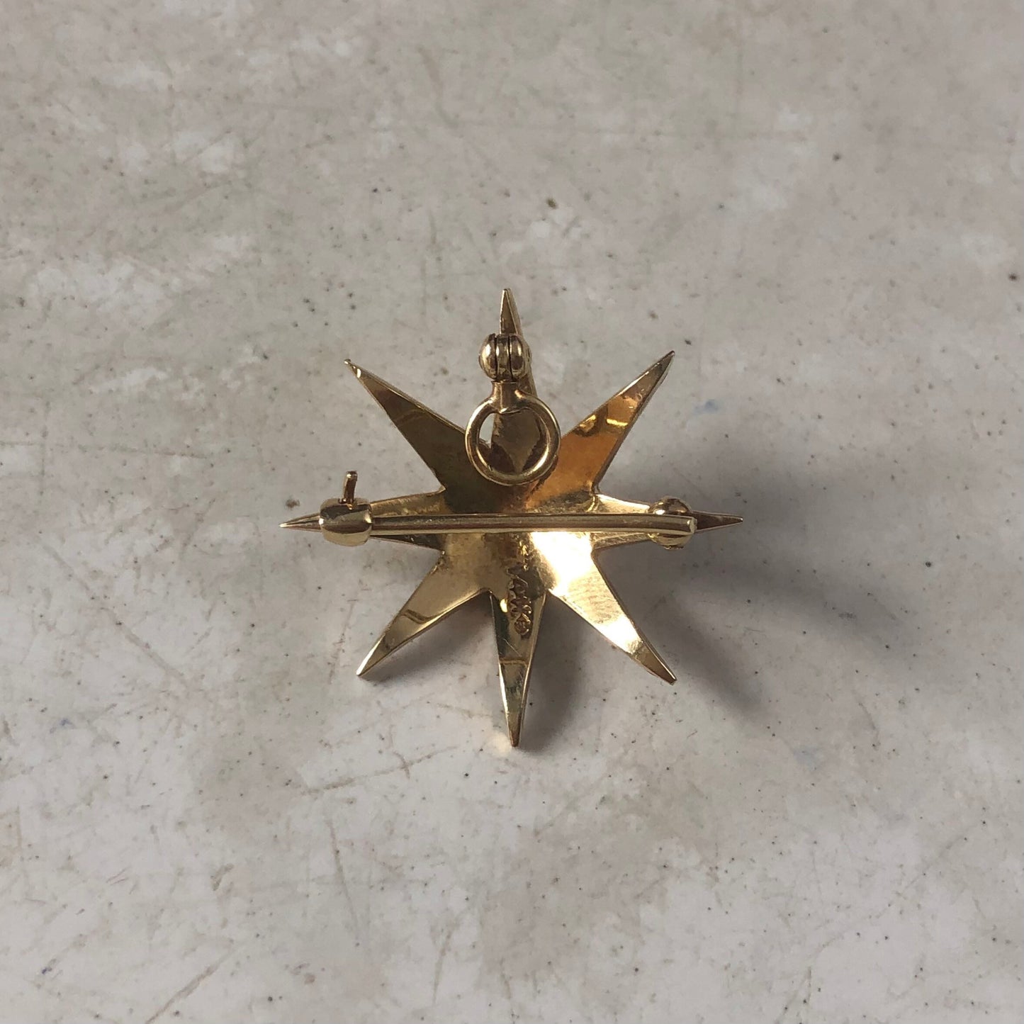 Edwardian 14k Gold Yellow Gold & Seed Pearl Starburst Convertible Pendant Brooch