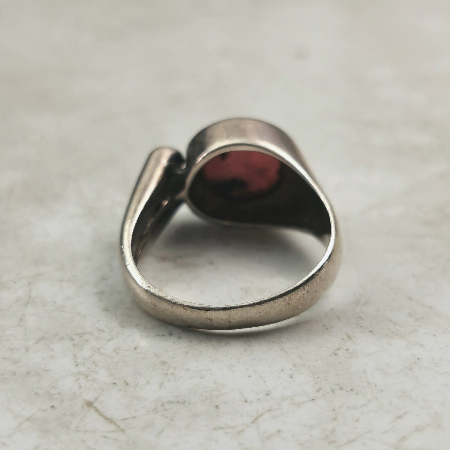 Mid-century Modern Sterling Silver and Rhodonite Ring