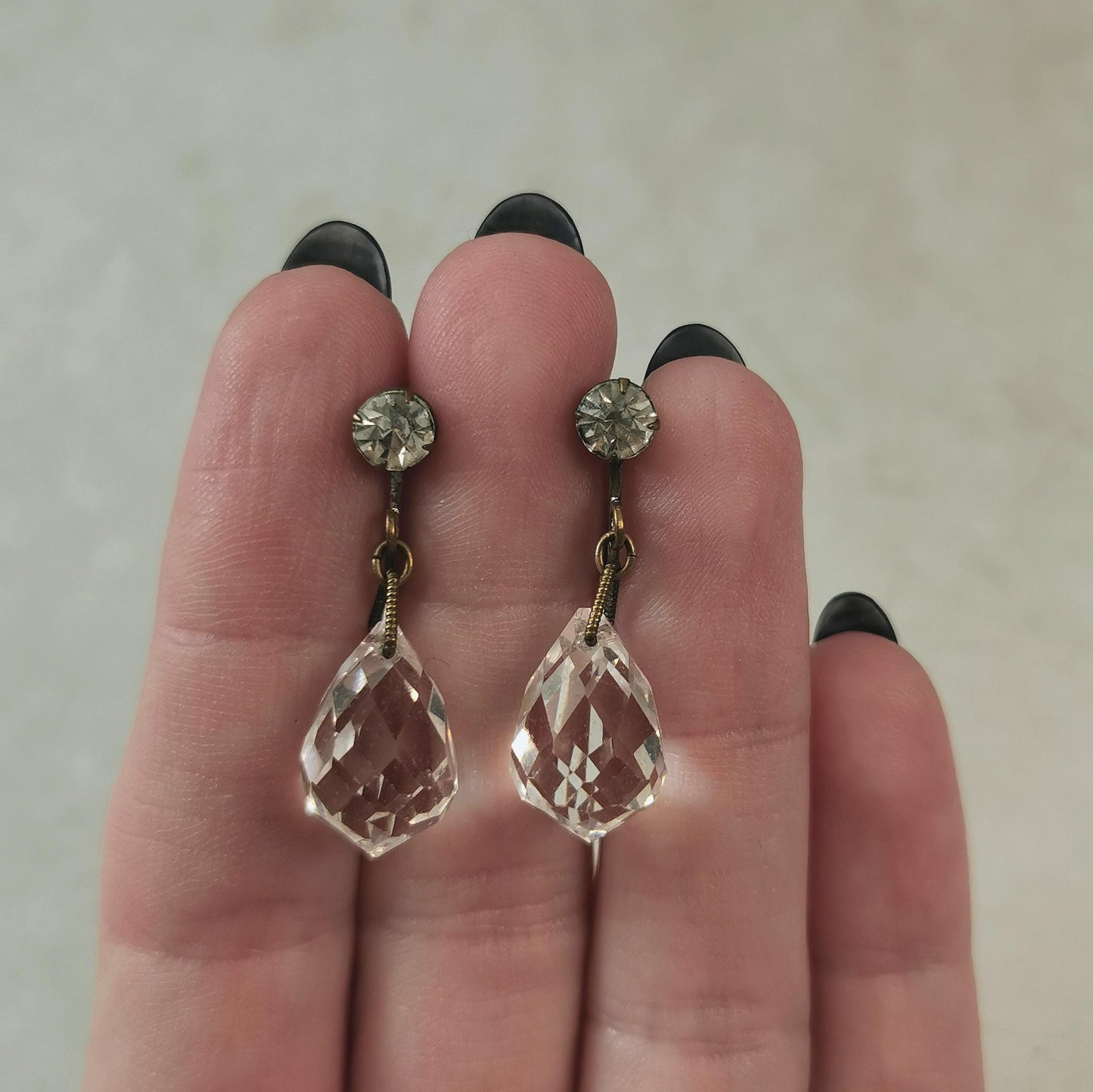 Art Deco Czech Crystal Lever Back Earrings